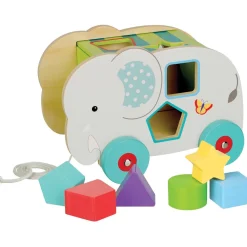 Flat River Group Orange Tree Toys Jungle Elephant Shape Sorter - Wooden Wheeled Animal Sorter* Preschool Education Toys & Activities