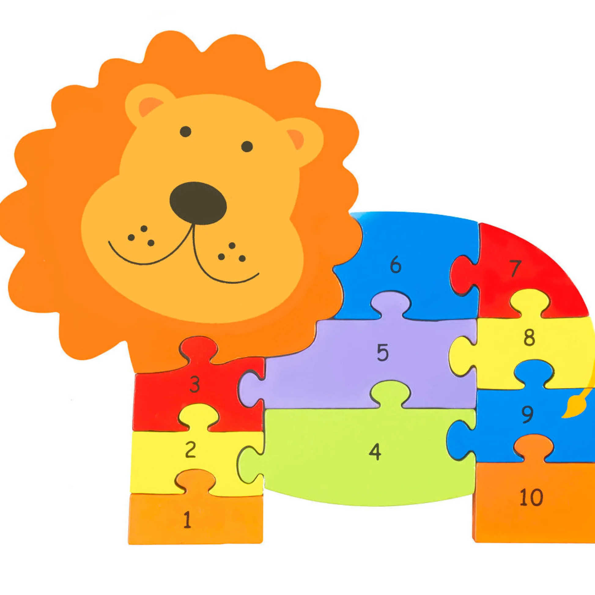 Flat River Group Orange Tree Toys Lion Number Puzzle - 11-Piece Educational Wooden Set, Ages 1+* Puzzles|Preschool Education Toys & Activities