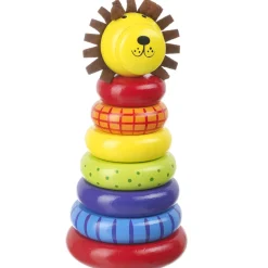 Flat River Group Orange Tree Toys Lion Stacking Ring - Colorful Wooden Puzzle for Toddlers* Puzzles|Blocks, Sorting & Stacking Toys