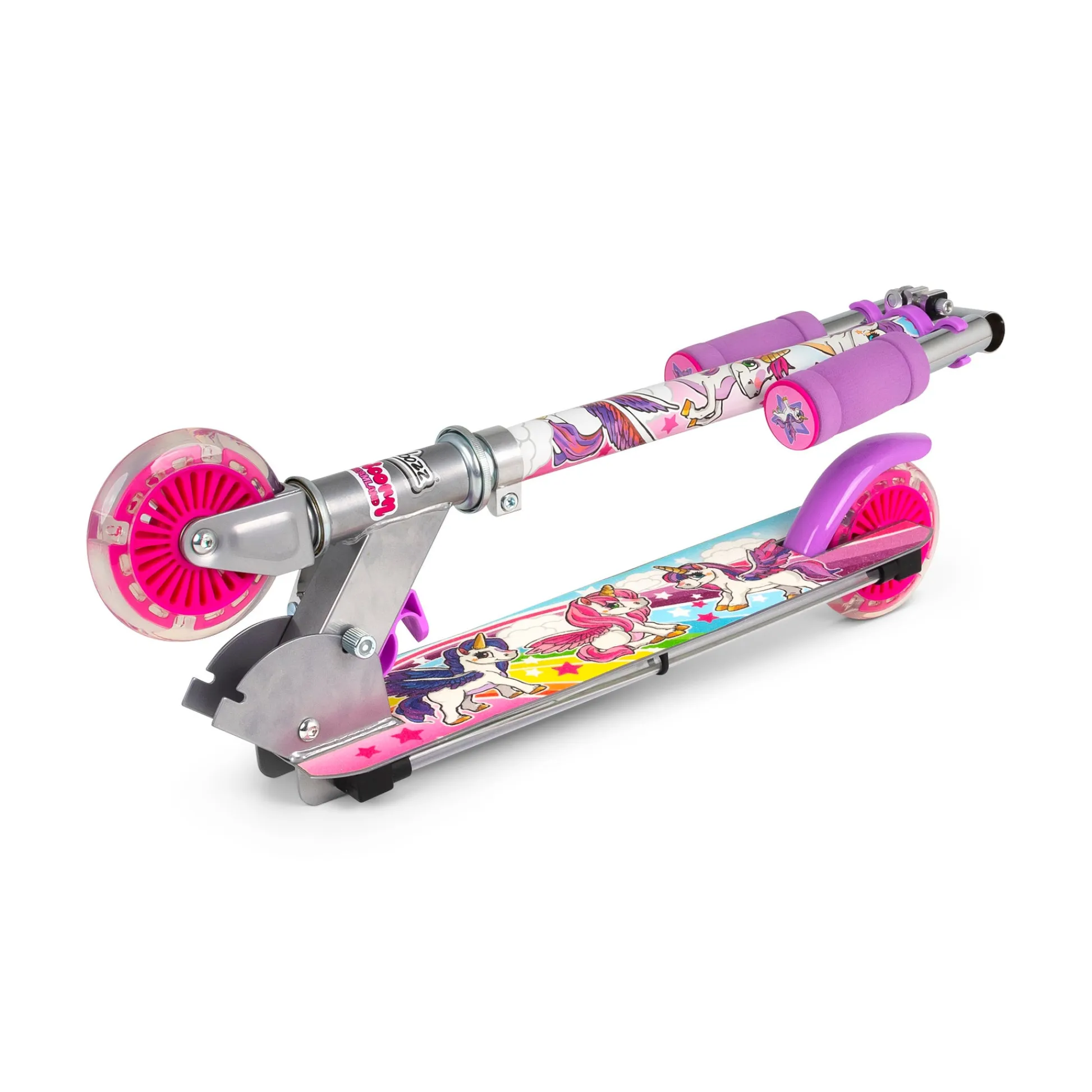 Flat River Group Ozbozz Unicorn Flashing Scooter with Light-Up Wheels and Foldable Design* Ride-Ons