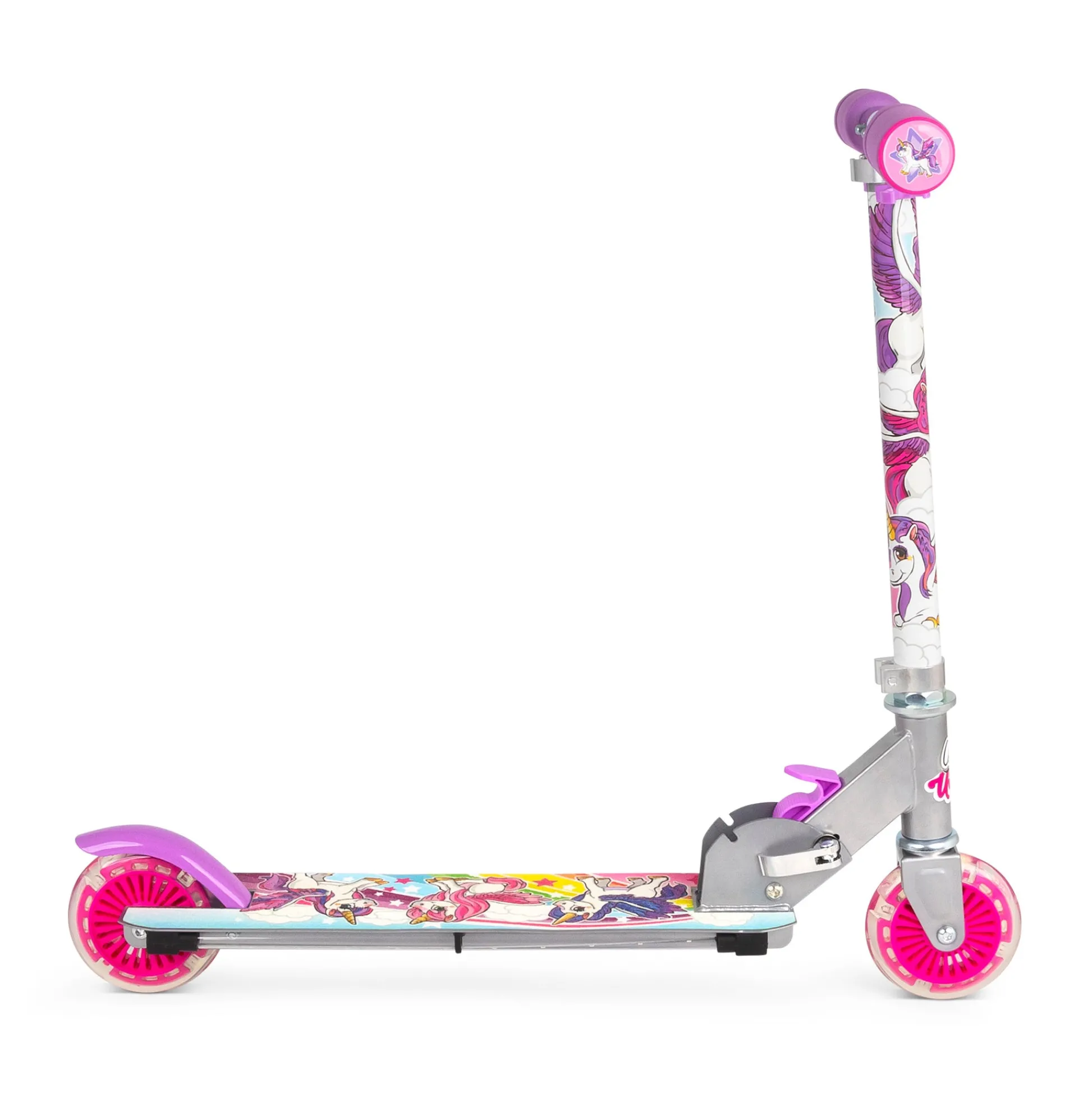Flat River Group Ozbozz Unicorn Flashing Scooter with Light-Up Wheels and Foldable Design* Ride-Ons