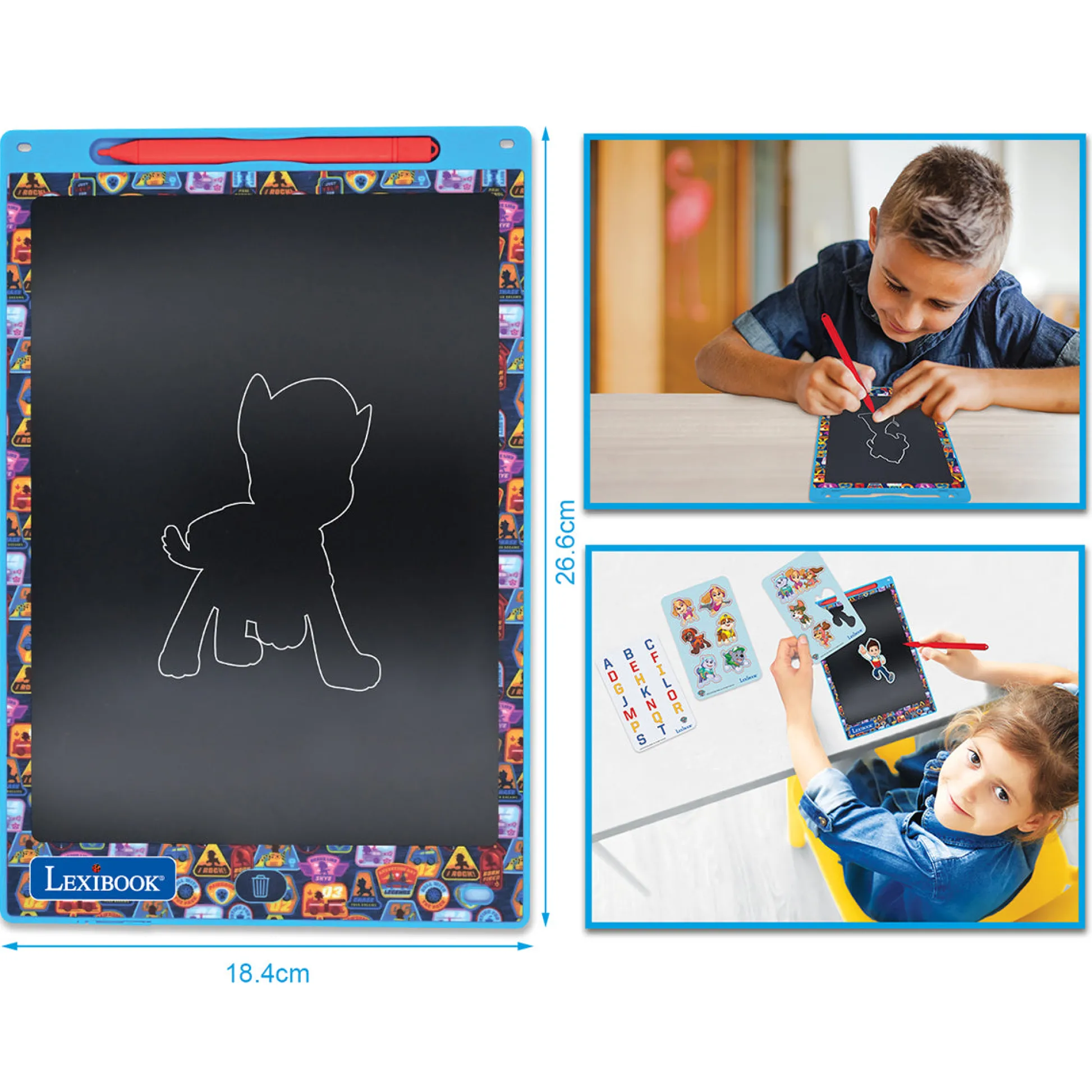 Lexibook Paw Patrol 11’’ multicolor learning drawing E-ink tablet with stencils* Preschool Pals