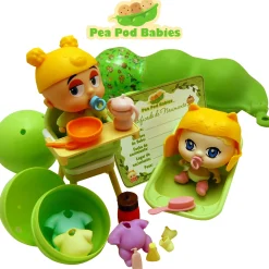 Flat River Group Pea Pod Babies 27-Piece Dinner & Bath Playset with Mini Dolls and Accessories* Stuffed Animals & Plush Toys
