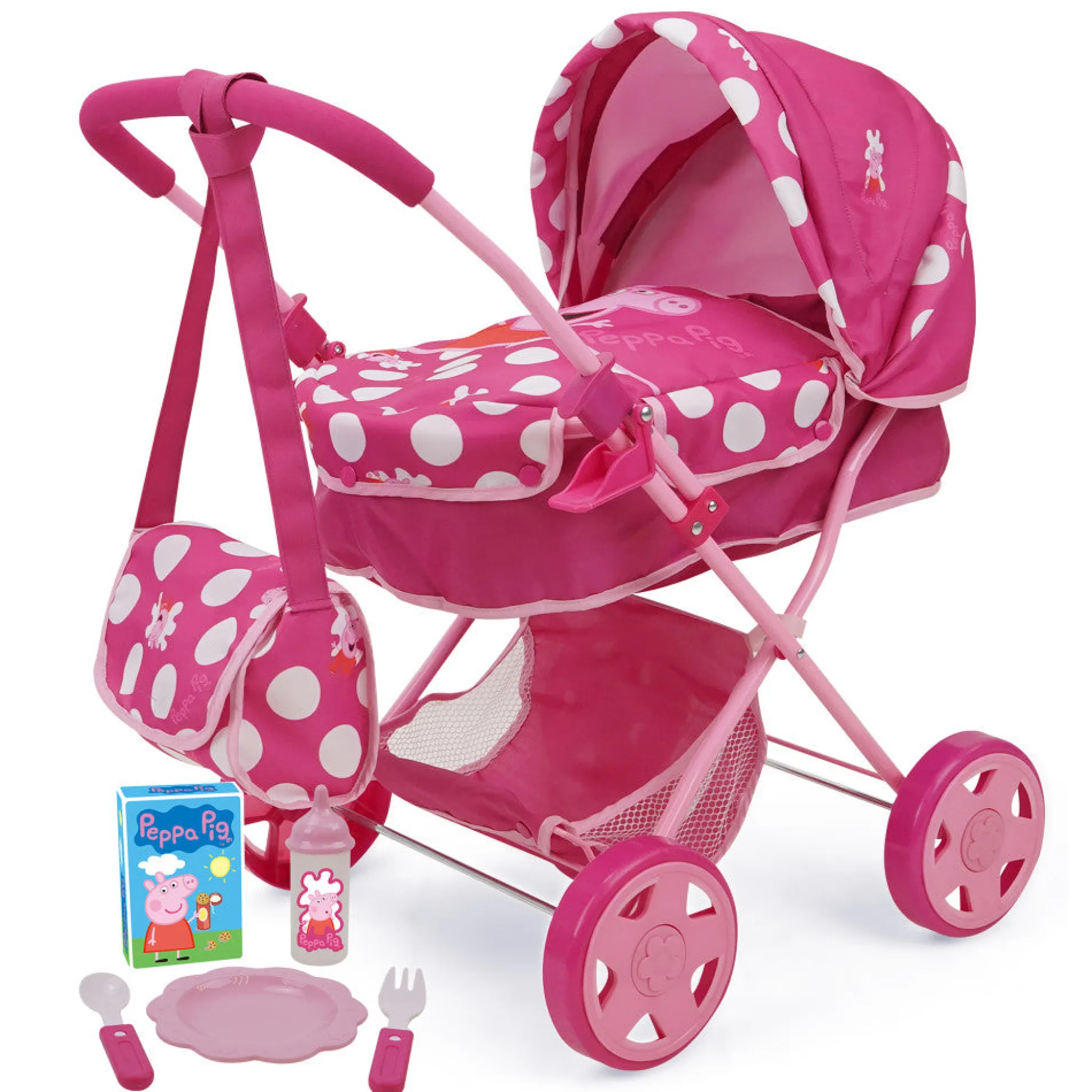 Flat River Group Peppa Pig Baby Classic Doll Pram Set - Pink & White Dots* Preschool Pals|Social & Emotional Skills