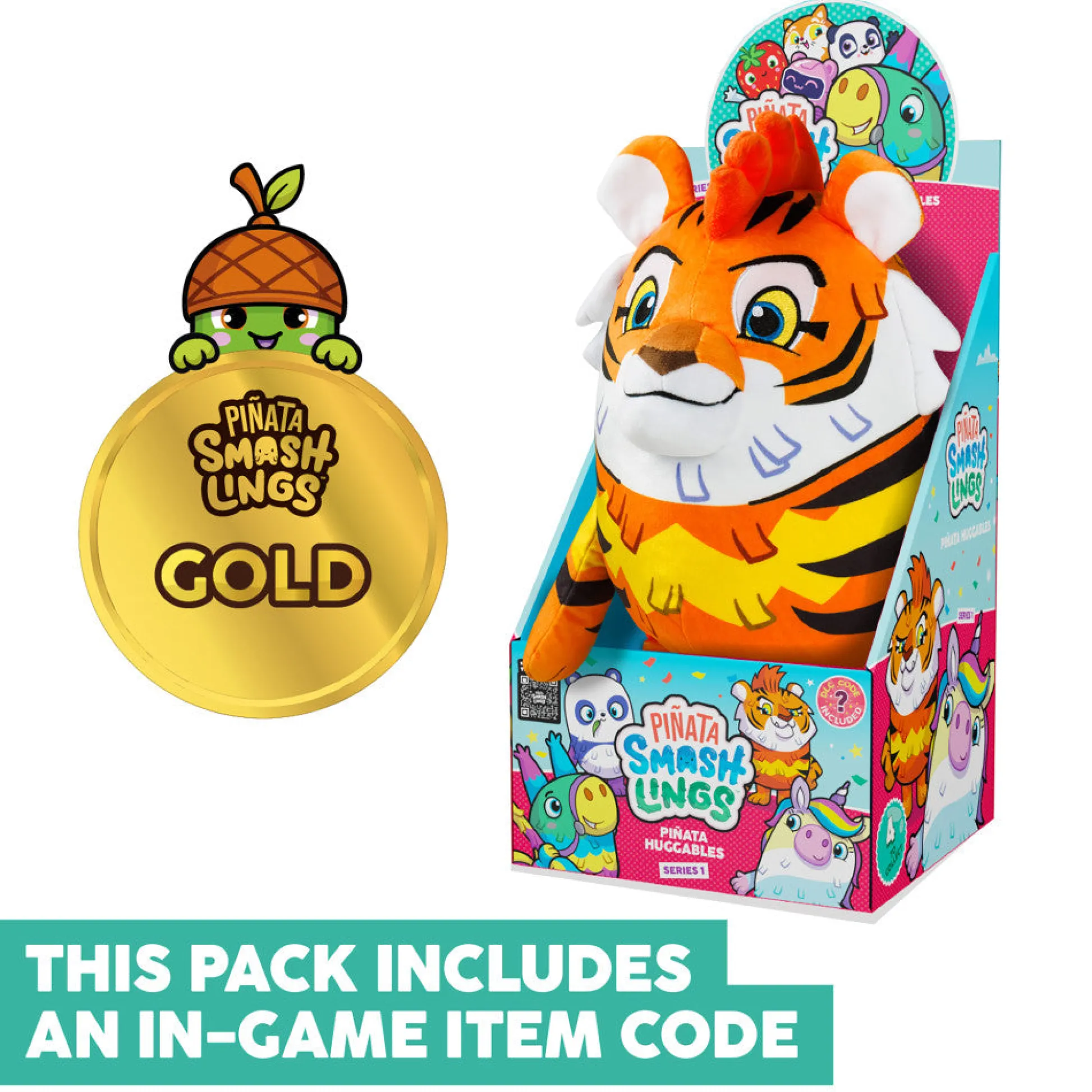 Flat River Group Piñata Smashlings Series 1 Mo the Tiger 12 inch Plush Toy with Digital Game Code* Stuffed Animals|Stuffed Animals & Plush Toys
