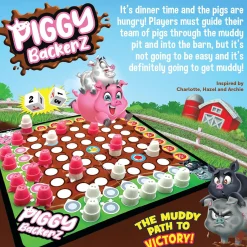 Flat River Group Piggy Backerz Barnyard Dash Board Game, Ages 6+ for 2 Players* Role-Playing Games|Board Games