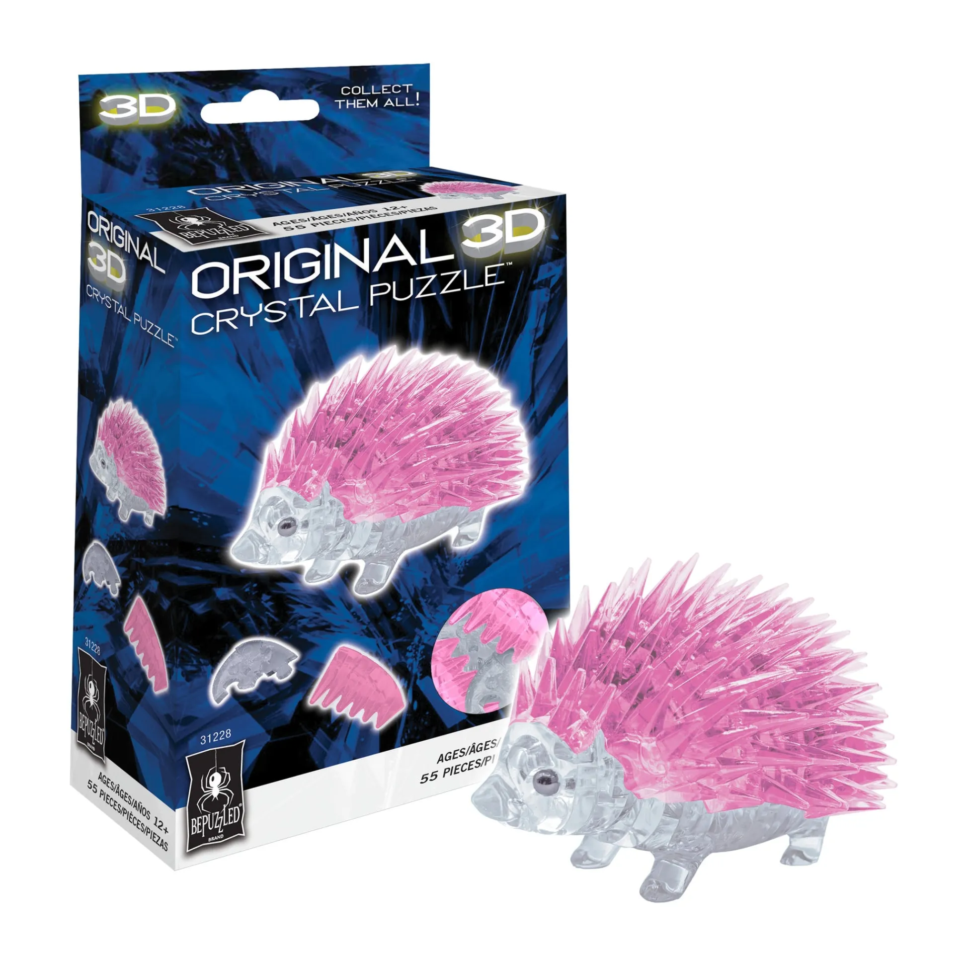 AreYouGame Pink Hedgehog 3D Crystal Puzzle - 55 Pieces* Puzzles
