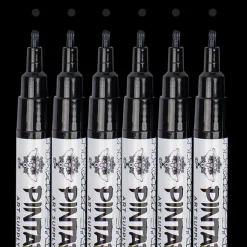 Flat River Group Pintar Acrylic Paint Markers Set - Fine Tip 1mm, Black, 6 Pack* Drawing, Color & Painting