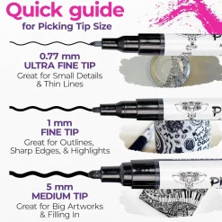 Flat River Group Pintar Acrylic Paint Marker Collection - Black, 12-Pack with Varied Tips* Drawing, Color & Painting