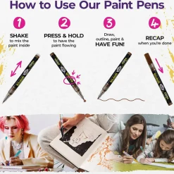 Flat River Group Pintar Glitter Collection Acrylic Paint Markers - Extra Fine Tip 0.7mm, 14 Pack* Drawing, Color & Painting