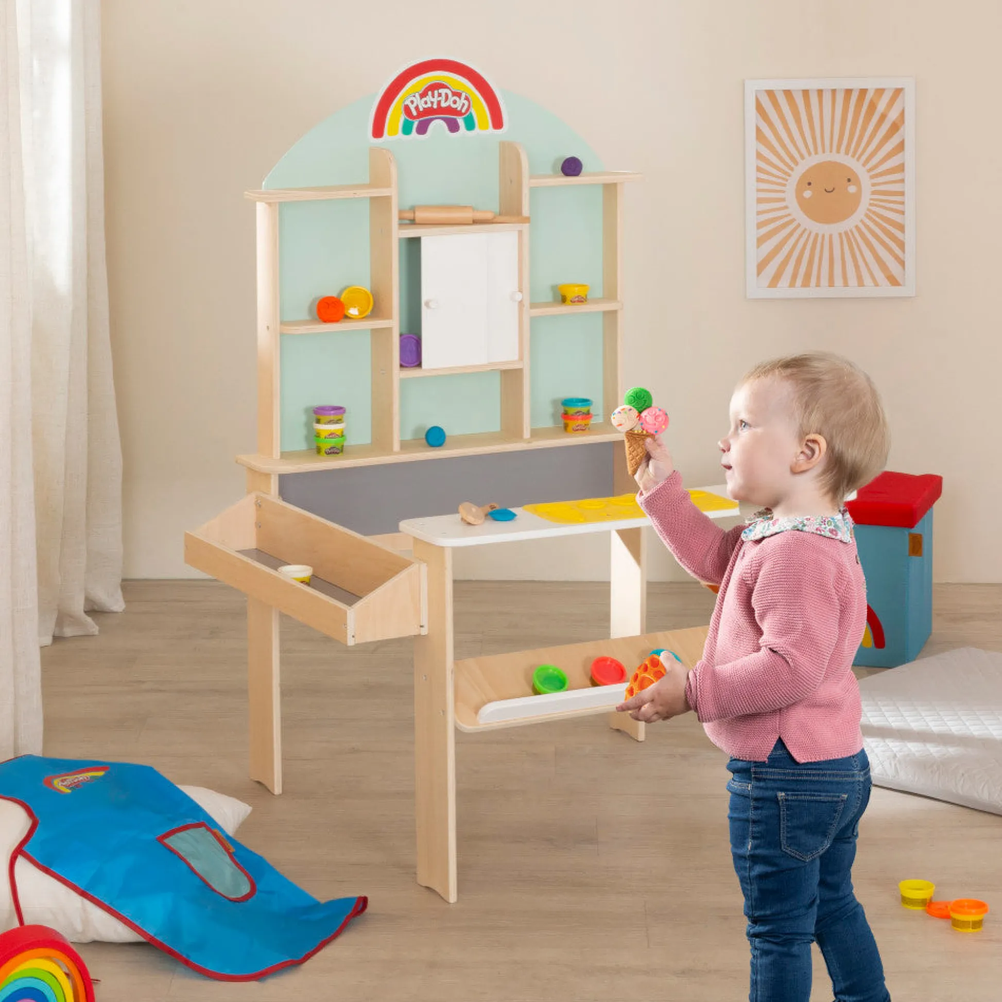 Flat River Group Play-Doh All-Inclusive Wooden Creative Shop Stand Set* Clay, Dough & Sand Art