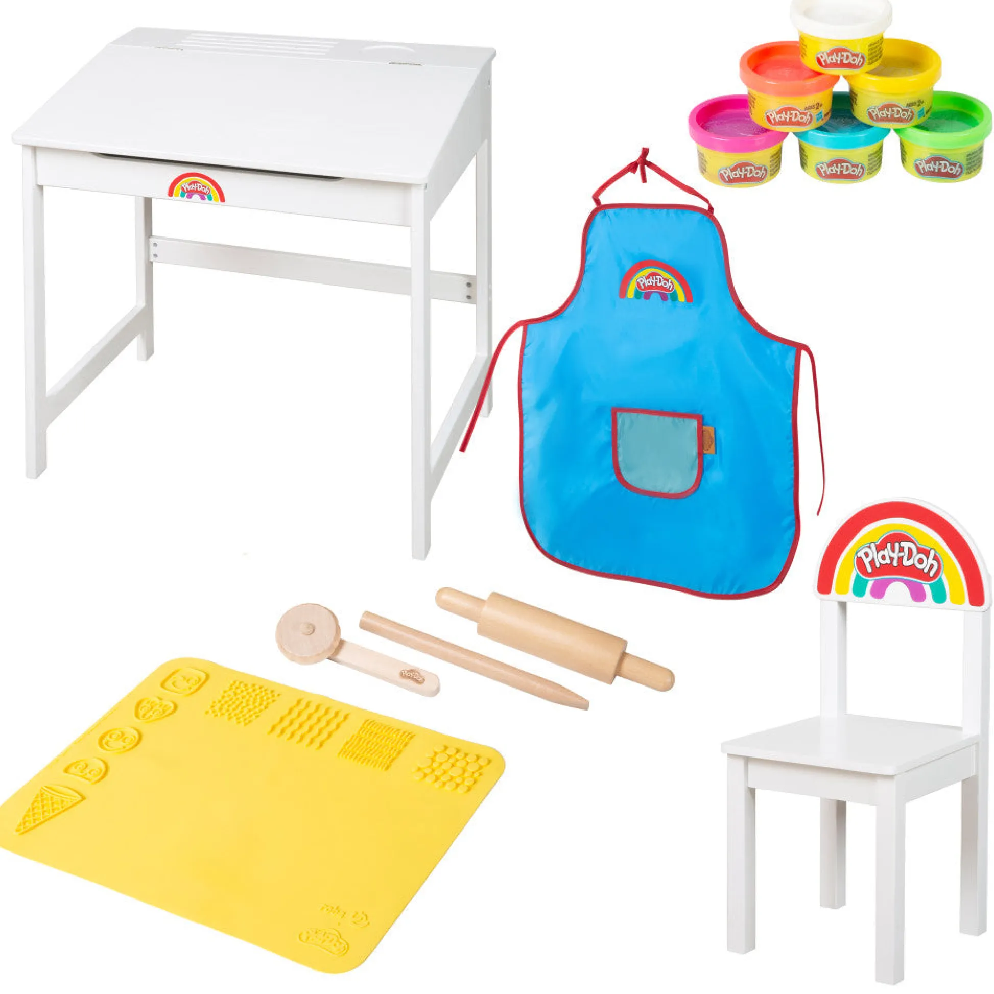 Flat River Group Play-Doh School Desk & Chair - Wooden Creative Station Playset* Clay, Dough & Sand Art