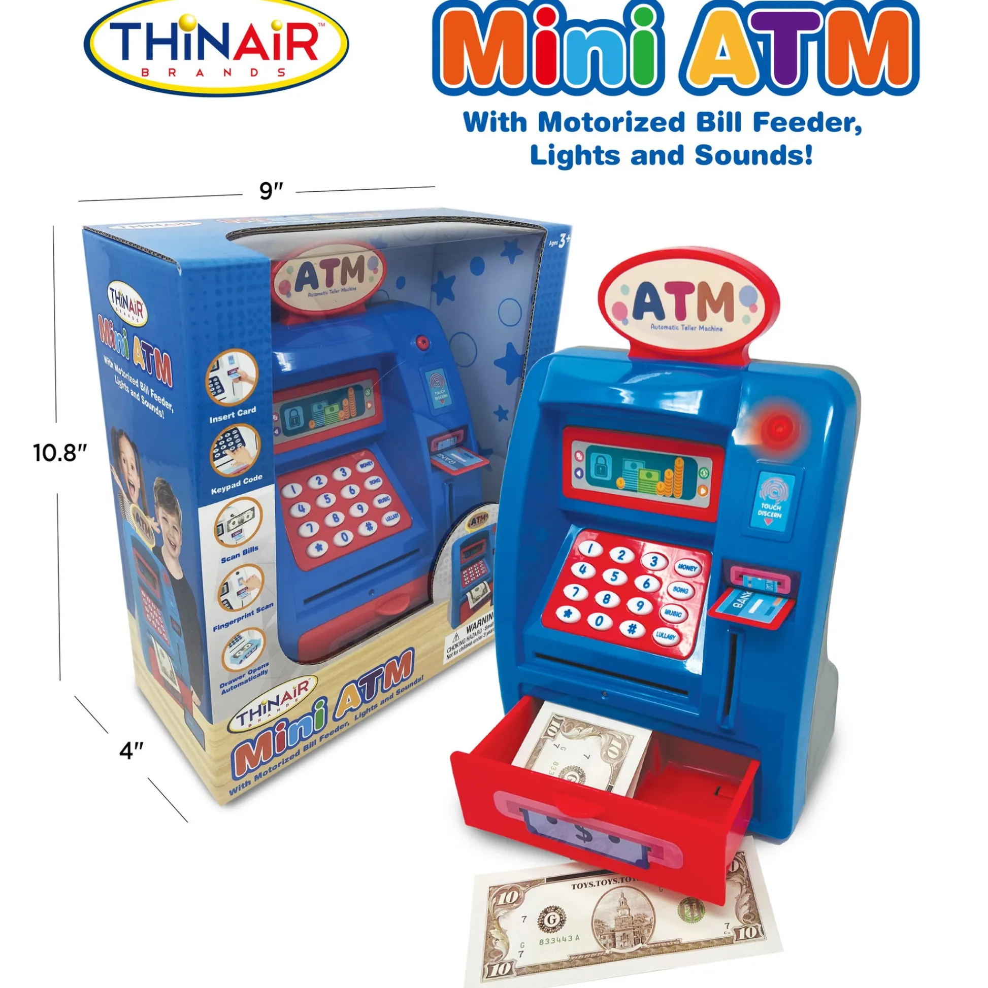 Flat River Group Playful Minds Mini ATM - Interactive Piggy Bank with Sounds and Lights for Kids Age 3+* Preschool Education Toys & Activities