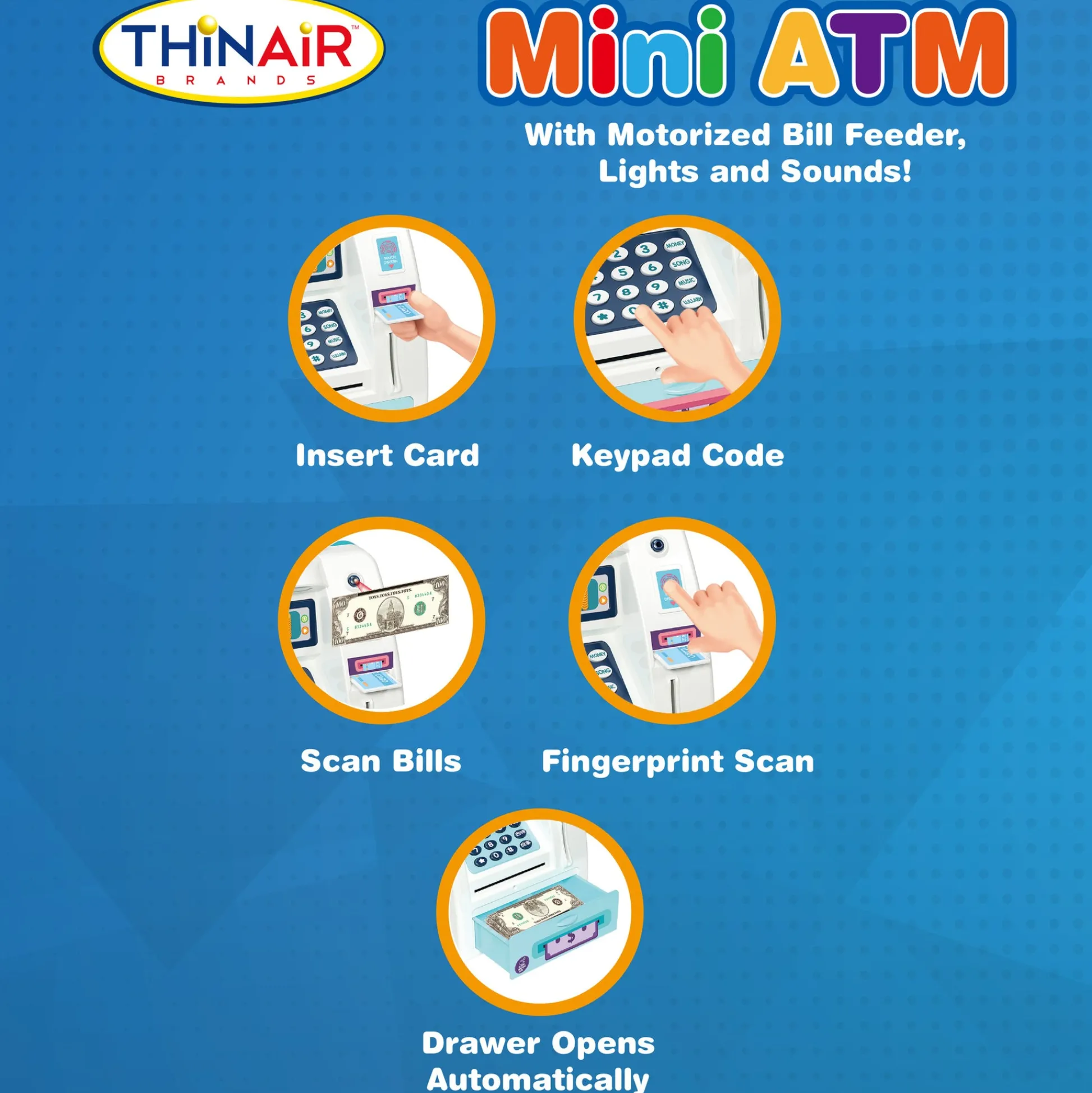 Flat River Group Playful Minds Mini ATM - Interactive Piggy Bank with Sounds and Lights for Kids Age 3+* Preschool Education Toys & Activities