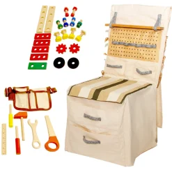 Flat River Group PopOhVer 39-Piece Pretend Play Builder Set - Realistic Wooden Tools* Tools & Workshops|Dress Up