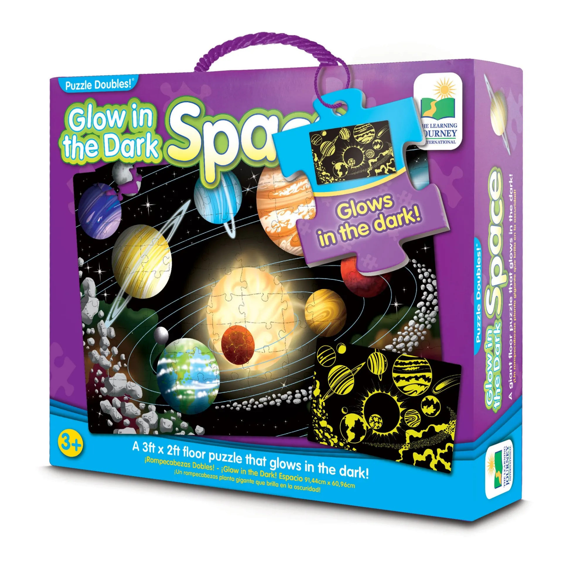 AreYouGame Puzzle Doubles! Glow in the Dark Space Floor Puzzle - 100 pc* Puzzles