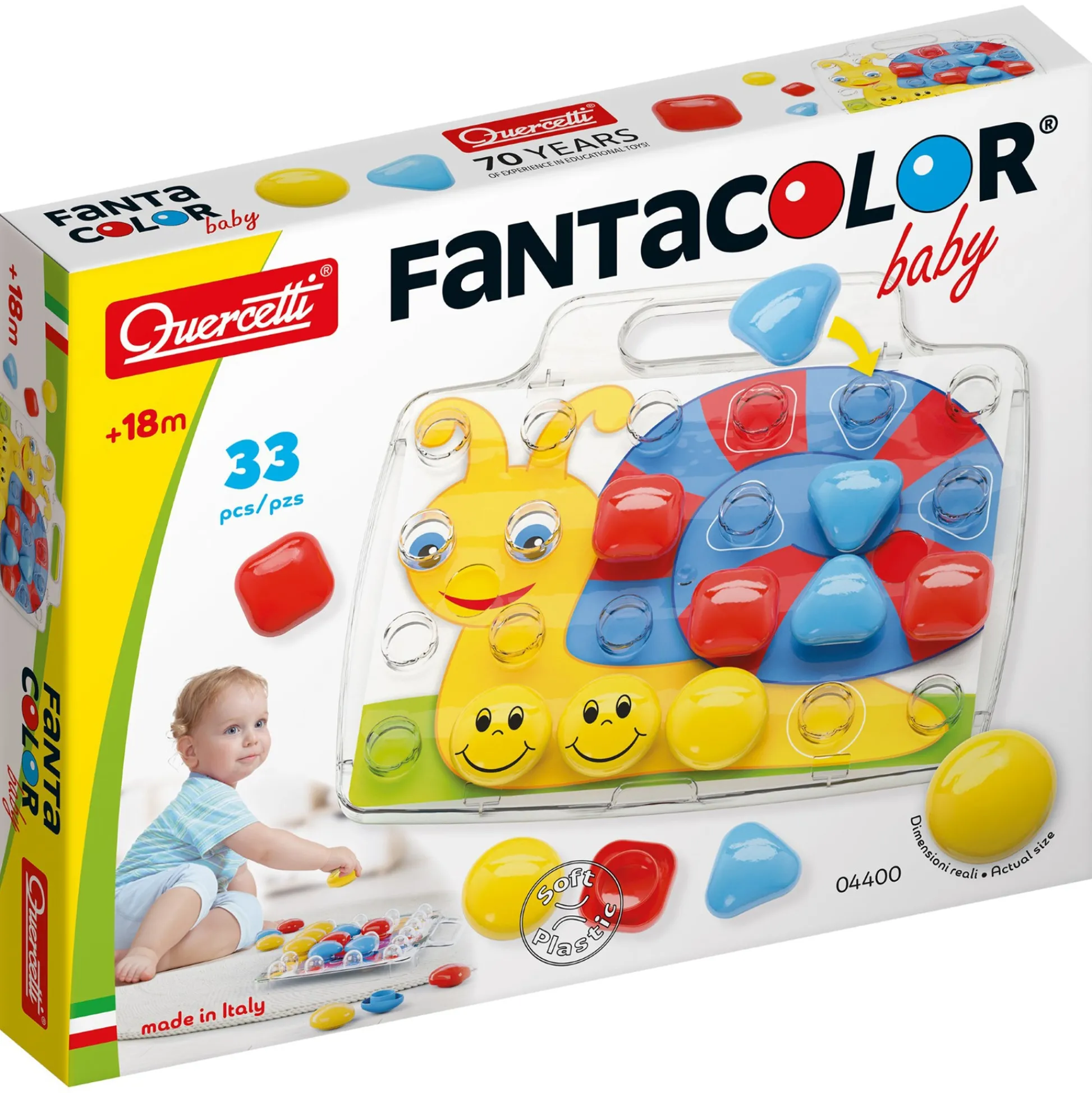 Flat River Group Quercetti Fantacolor Baby - 33pc Color Matching Mosaic Pegboard Game for Toddlers* Preschool Education Toys & Activities