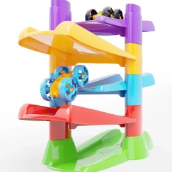 Flat River Group Quercetti Flip & Zoom Race Track with 2 Flipping Cars - Toddler Playset* Preschool Education Toys & Activities|Preschool Vehicles