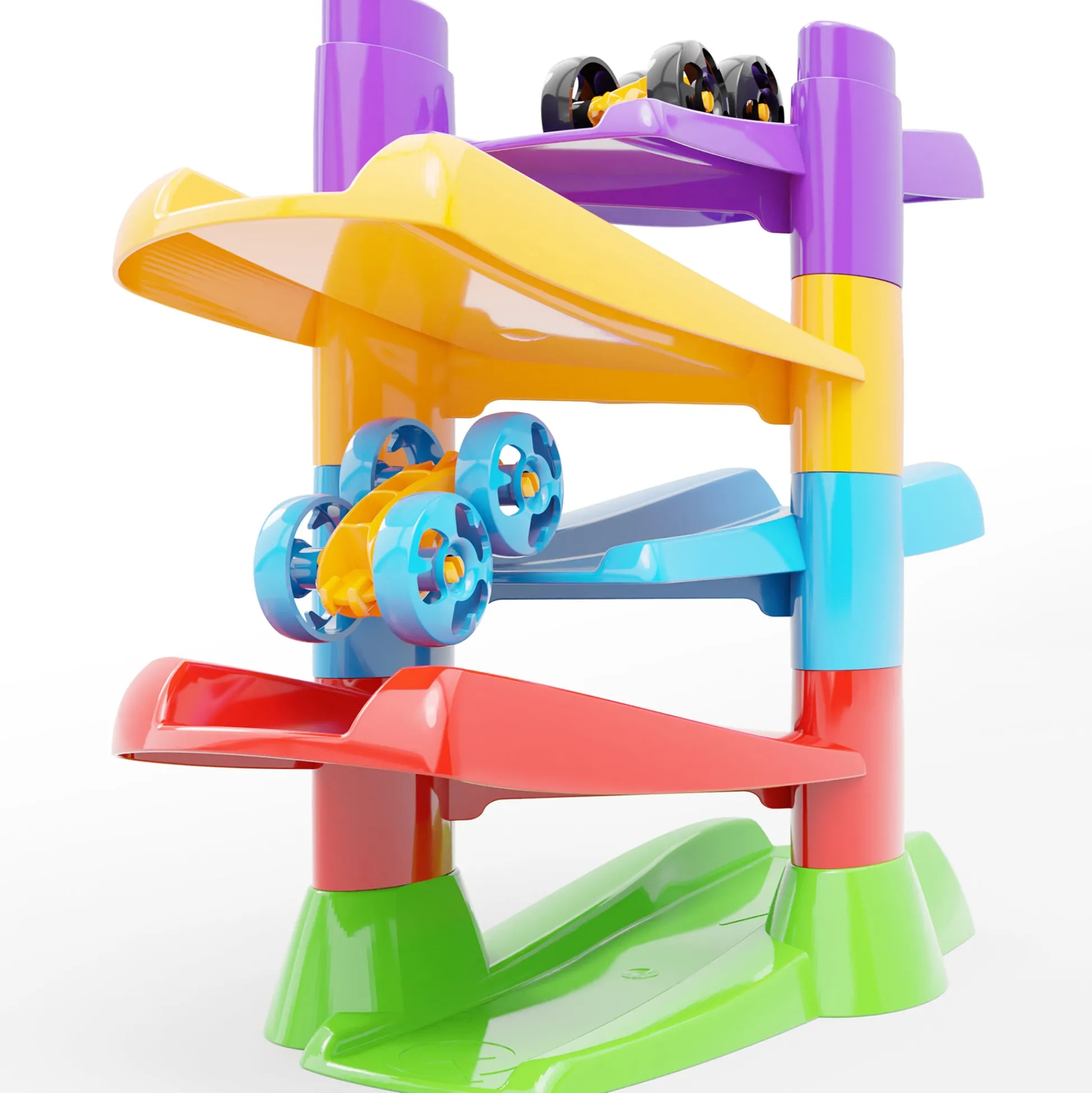 Flat River Group Quercetti Flip & Zoom Race Track with 2 Flipping Cars - Toddler Playset* Preschool Education Toys & Activities|Preschool Vehicles