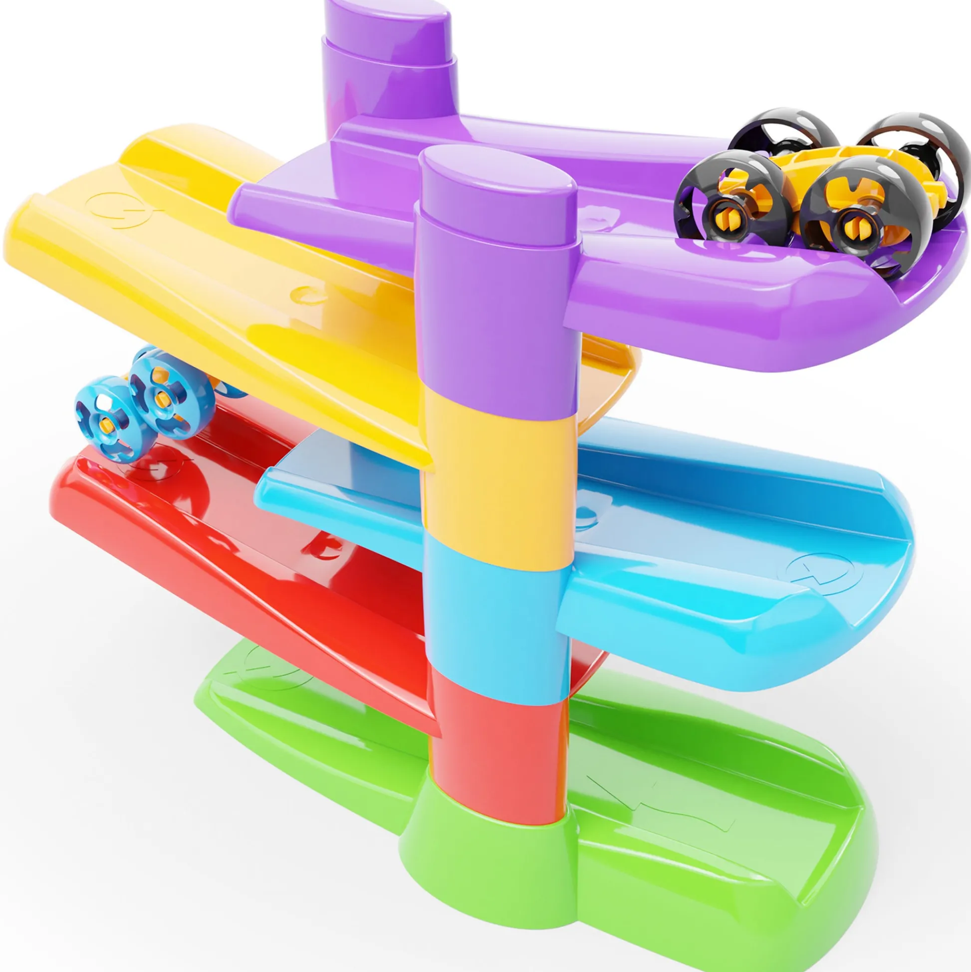 Flat River Group Quercetti Flip & Zoom Race Track with 2 Flipping Cars - Toddler Playset* Preschool Education Toys & Activities|Preschool Vehicles