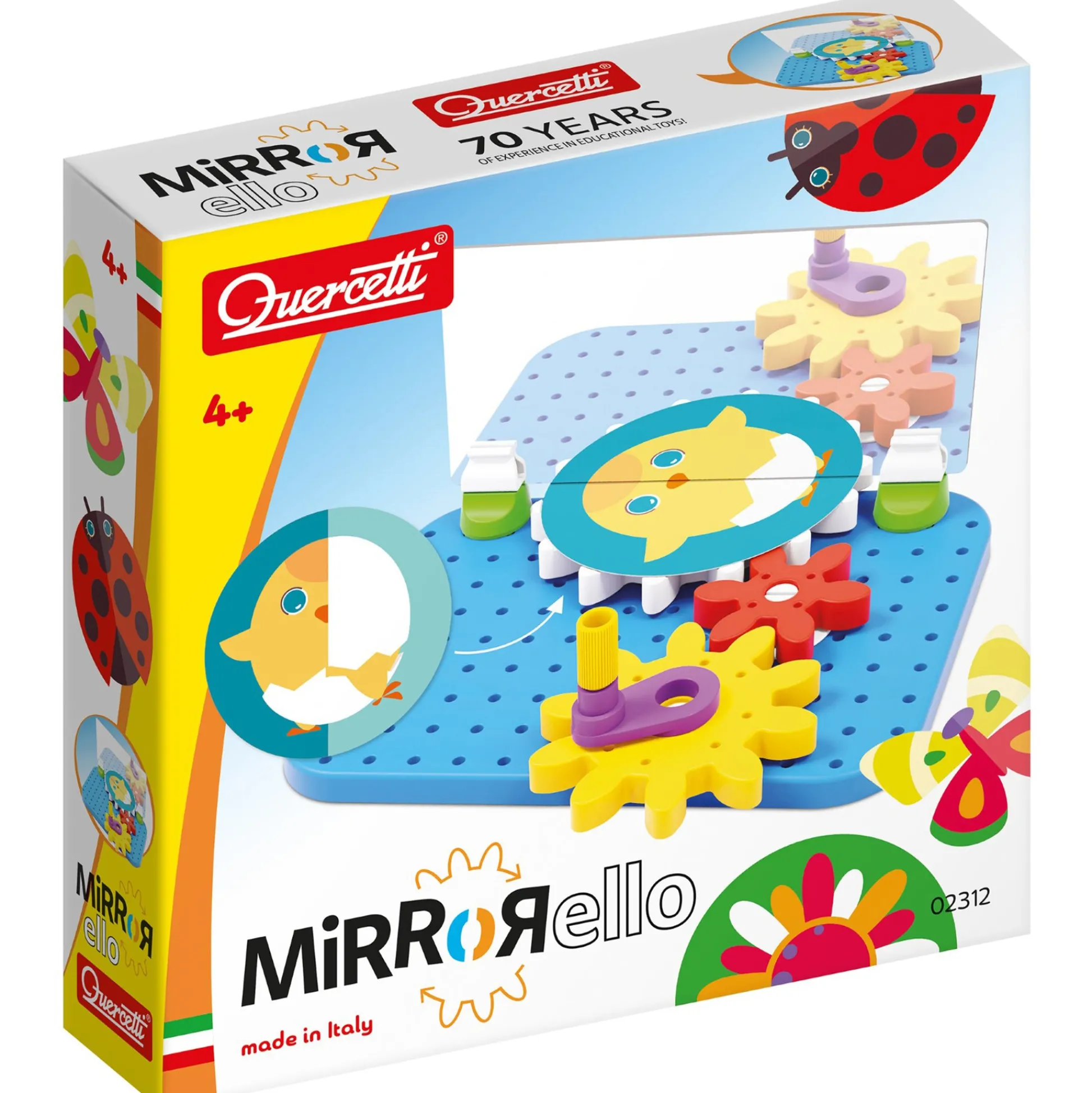 Flat River Group Quercetti Mirrorello - Interactive Gear Assembly Toy - STEM Learning for Kids 4+* Engineering Toys