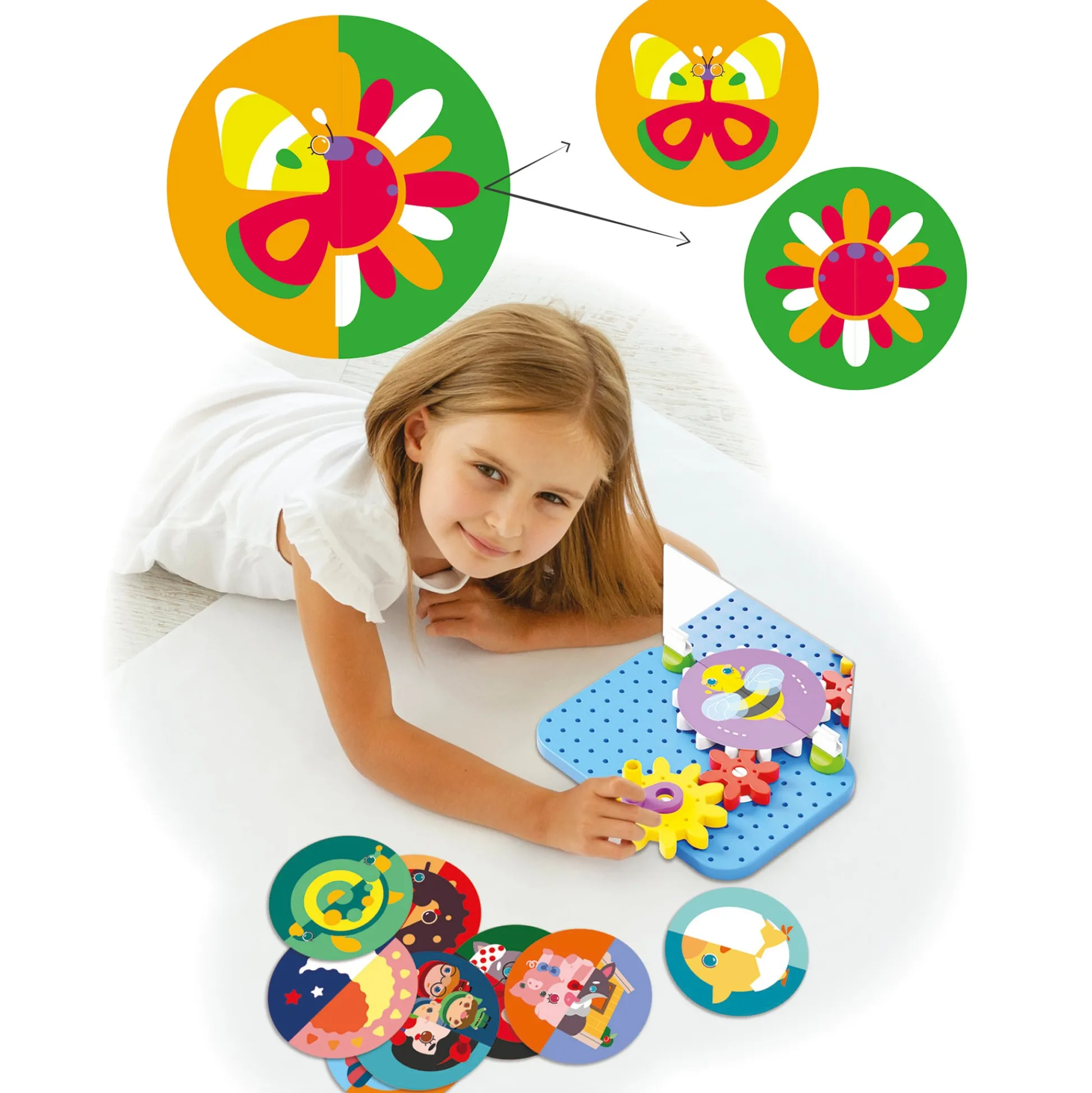 Flat River Group Quercetti Mirrorello - Interactive Gear Assembly Toy - STEM Learning for Kids 4+* Engineering Toys