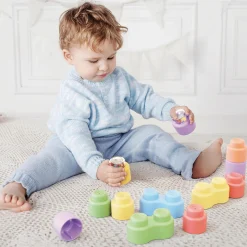 Flat River Group Quercetti Momy Soft Happy Sound - 18pc Rattle and Stacking Block Set* Blocks, Sorting & Stacking Toys