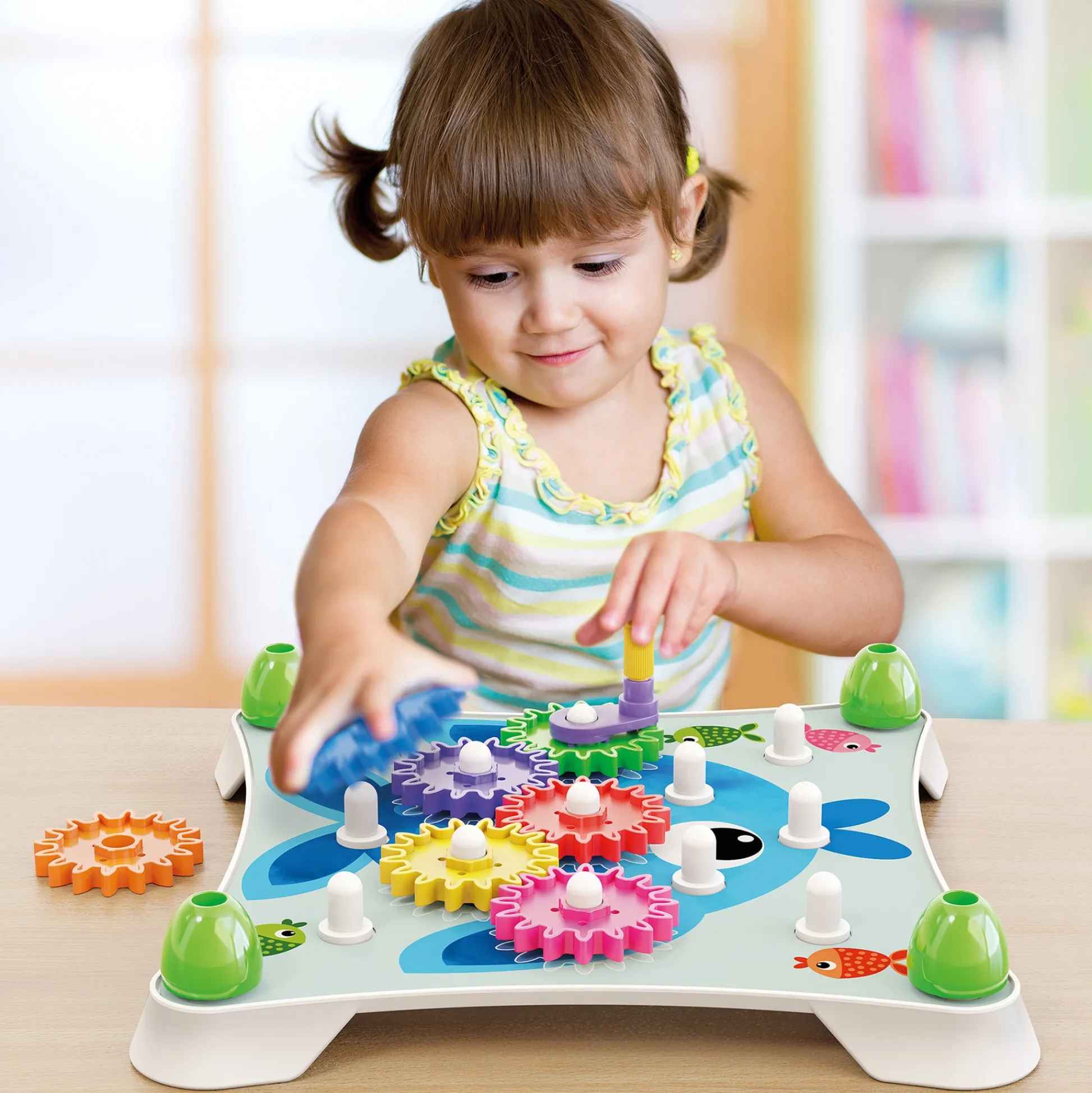 Flat River Group Quercetti Peggy Gears - Interactive Cogwheel Toy for Toddlers with Pegboard and Scene Cards* Preschool Education Toys & Activities