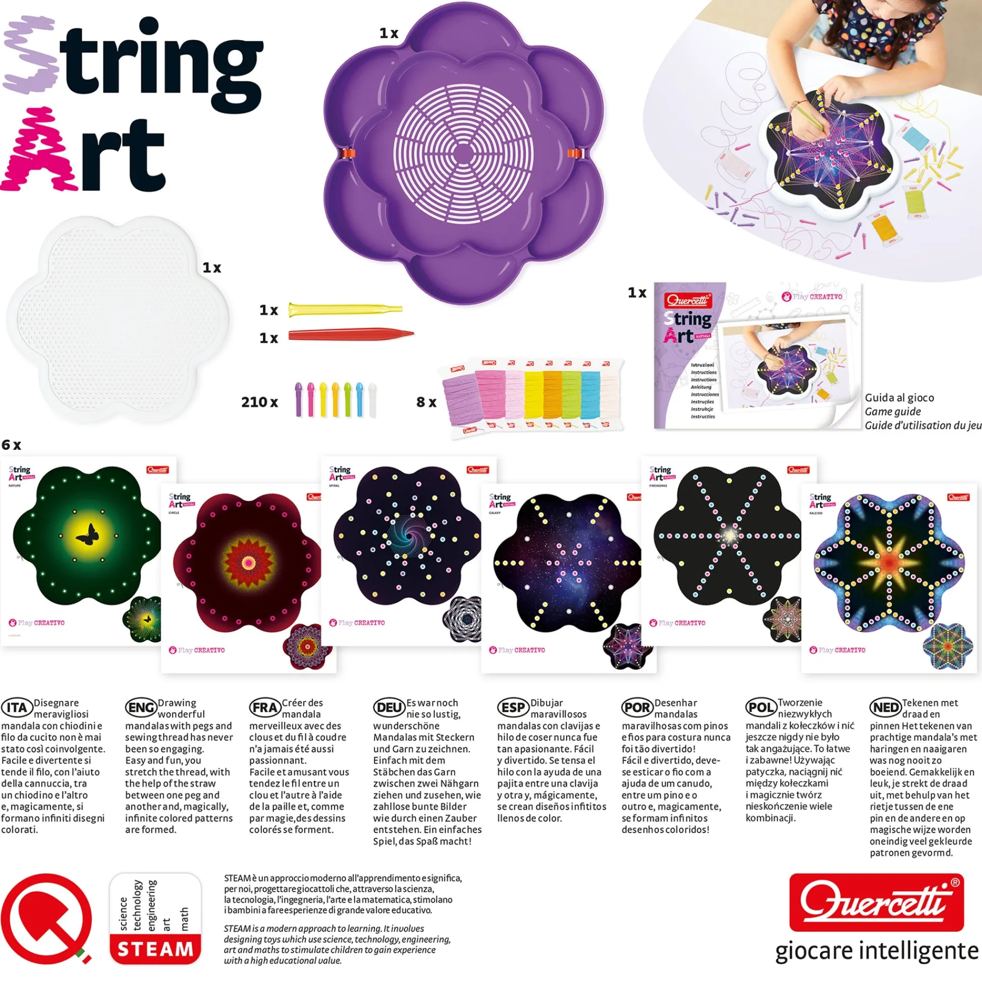 Flat River Group Quercetti Play Creativo String Art Mandala Craft Set - Colorful Design Fun* Crafts & Activities