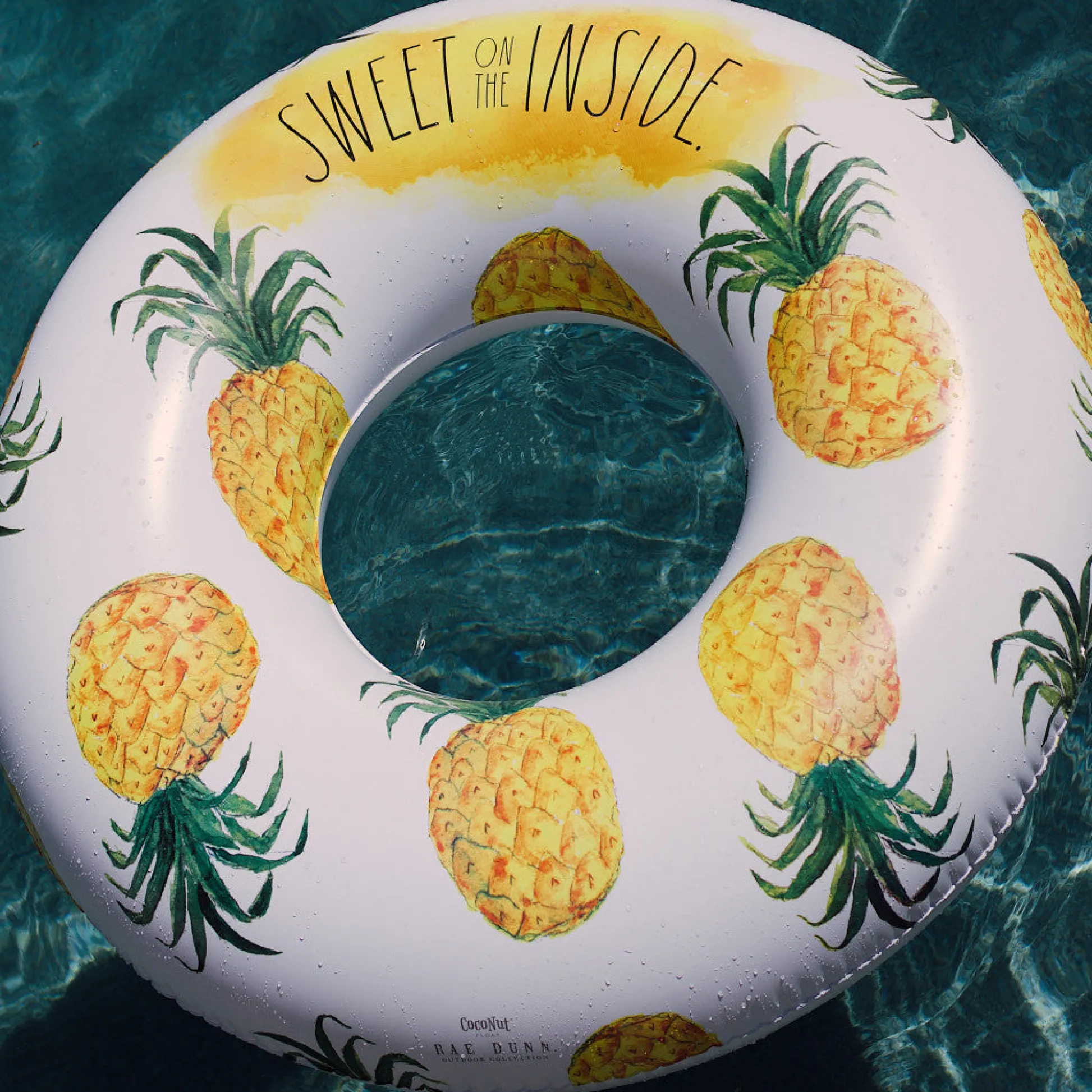 Flat River Group Rae Dunn Jumbo Pineapple Ring Float - 48" Inflatable Pool Tube, Anti-Leak Design, Age 8+* Swimming Pools & Water Toys