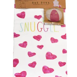 Flat River Group Rae Dunn Snuggle Kids Hooded Towel & Beach Ball Set - Hearts 48"x24" Cotton Terry Poncho* Social & Emotional Skills