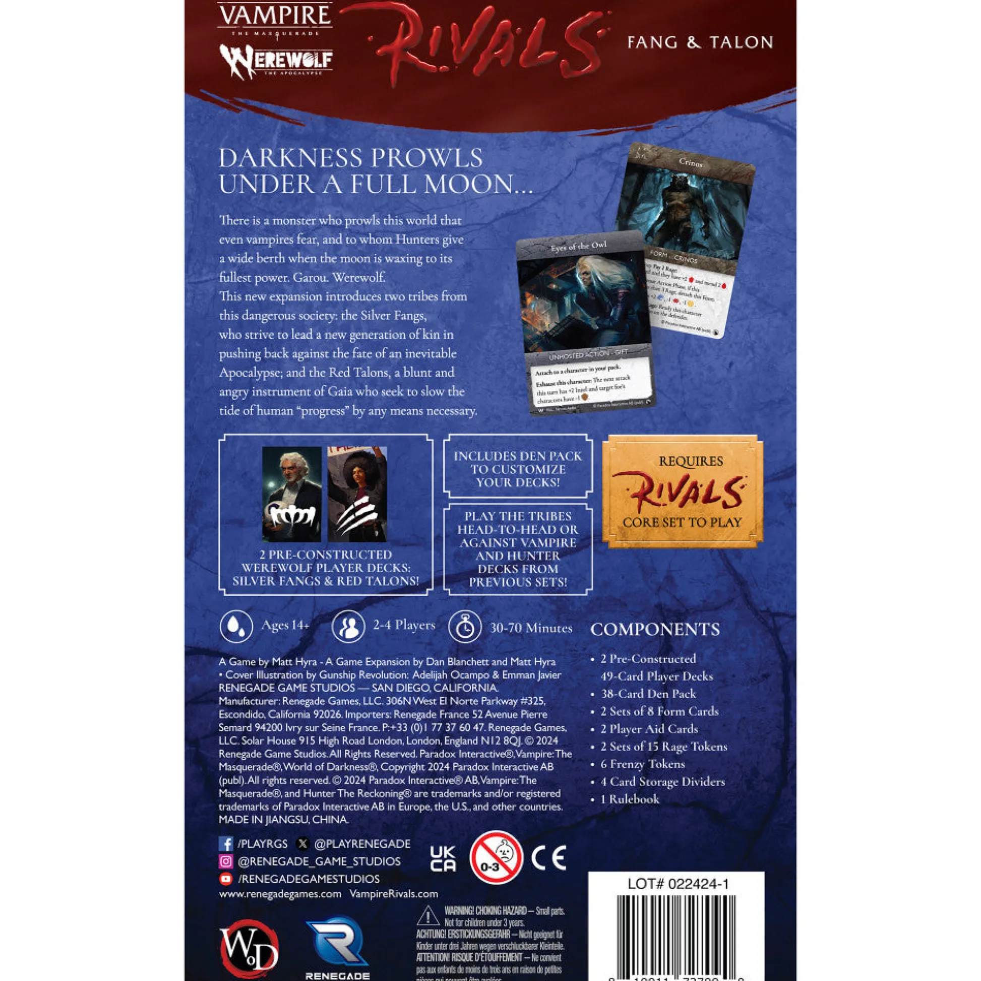 Flat River Group Renegade Game Studios Vampire: The Masquerade - Fang and Talon Expansion* Card Games