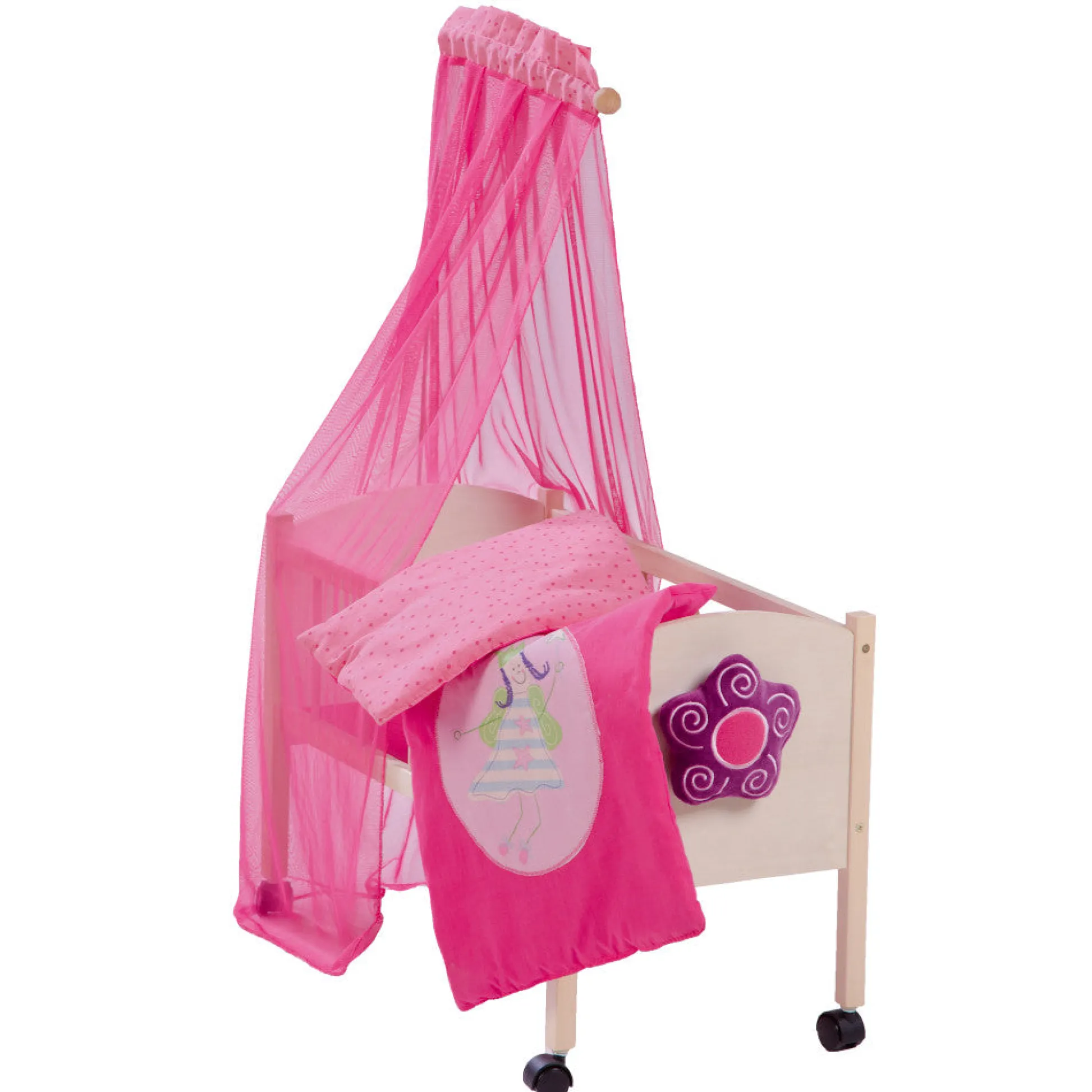 Flat River Group Roba Happy Fee Doll Canopy Bed - Pink* Social & Emotional Skills|Doll Houses, Furniture & Accessories
