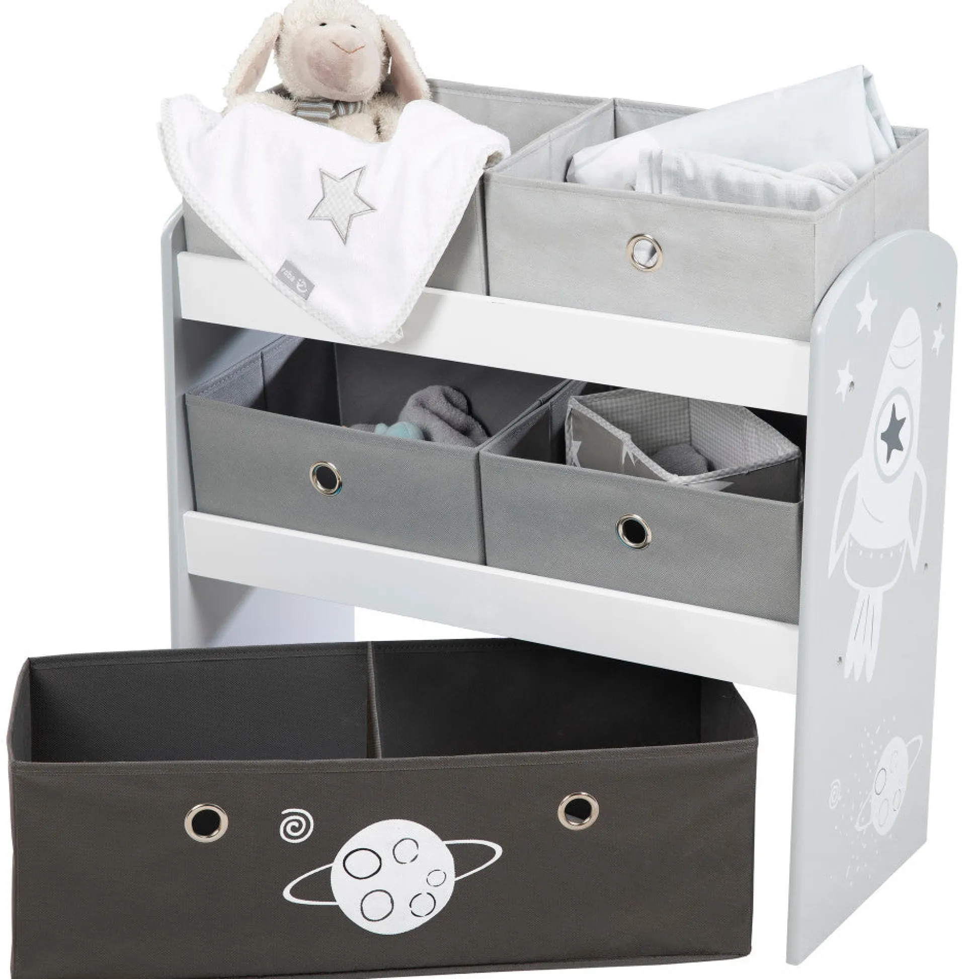 Flat River Group Roba Space Explorer Multi-Bin Toy Organizer - Grey* Preschool Building Sets & Blocks|Preschool Education Toys & Activities
