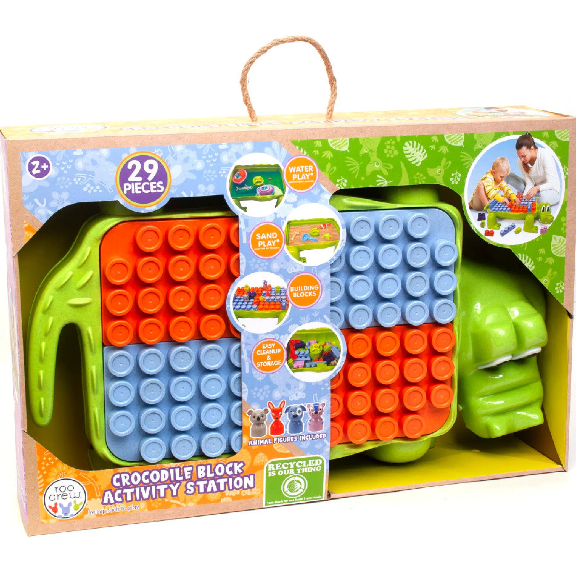 Flat River Group Roo Crew Crocodile Block Activity Station - Eco Wood, 29 Pieces, Ages 2+* Preschool Building Sets & Blocks|Preschool Education Toys & Activities