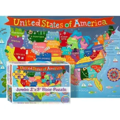 Educators Resource Round World Products USA Map Floor Puzzle for Kids - 48 pc* Puzzles