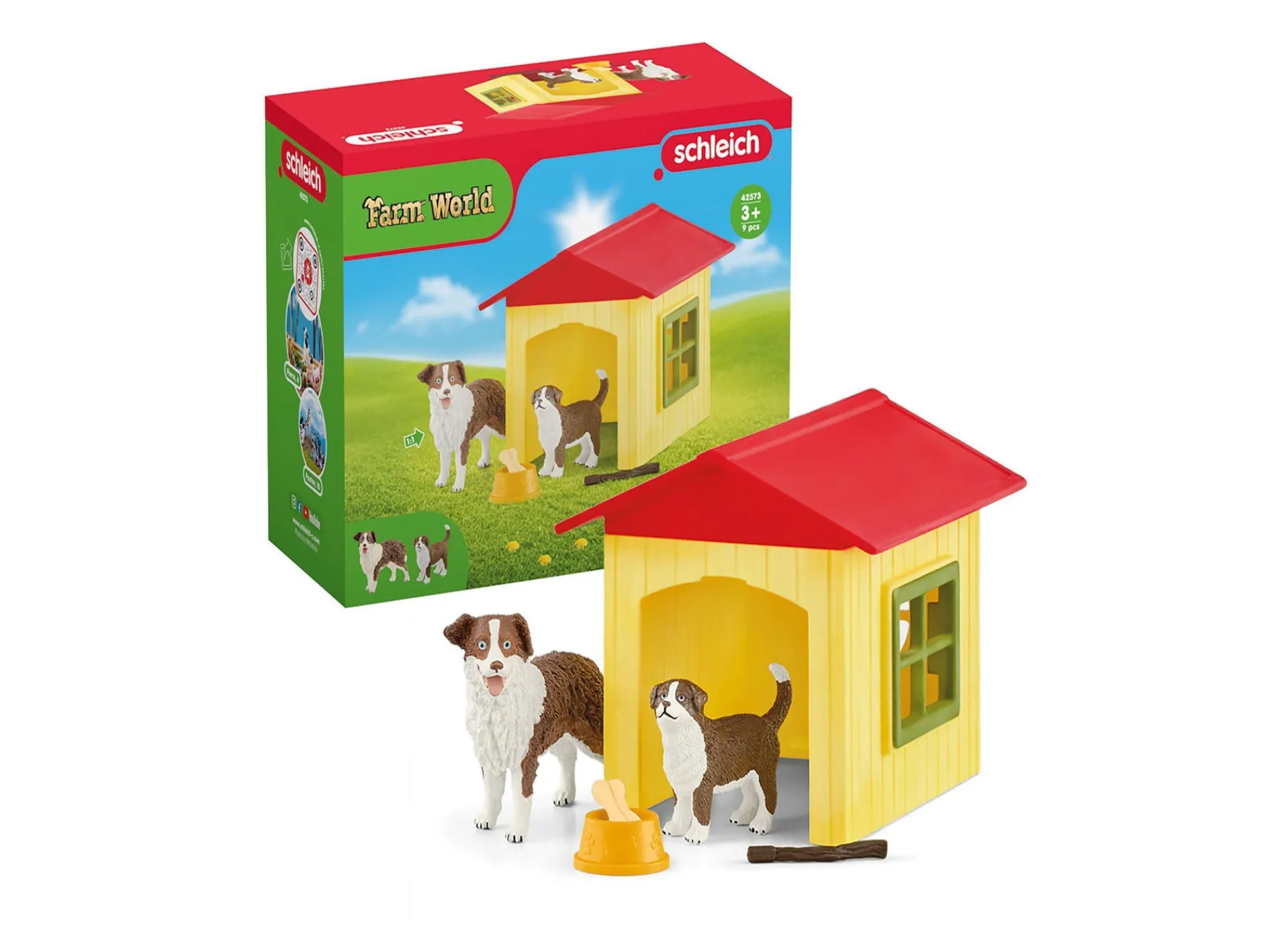 Flat River Group Schleich Farm World Australian Shepherd Dog House Playset, 9-Piece Set* Animal Figures|Social & Emotional Skills