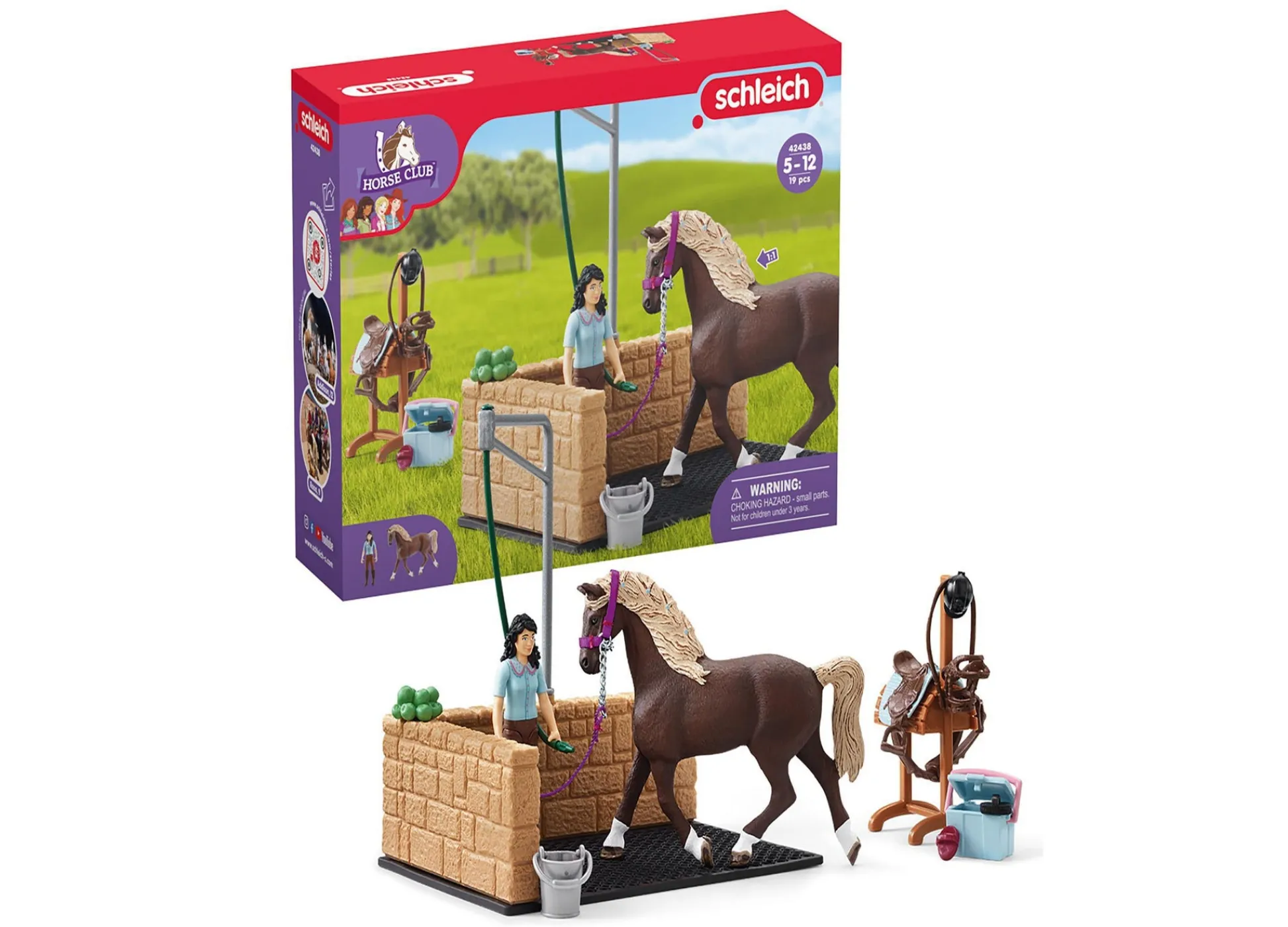 Flat River Group Schleich Horse Club Emily & Luna Horse Washing Station Playset, 19 Pieces* Animal Figures|Dress Up