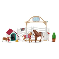 Flat River Group Schleich Horse Club: Hannah's Guest Horses with Ruby The Dog - 33 Piece Playset for Ages 5-12* Animal Figures|Dress Up