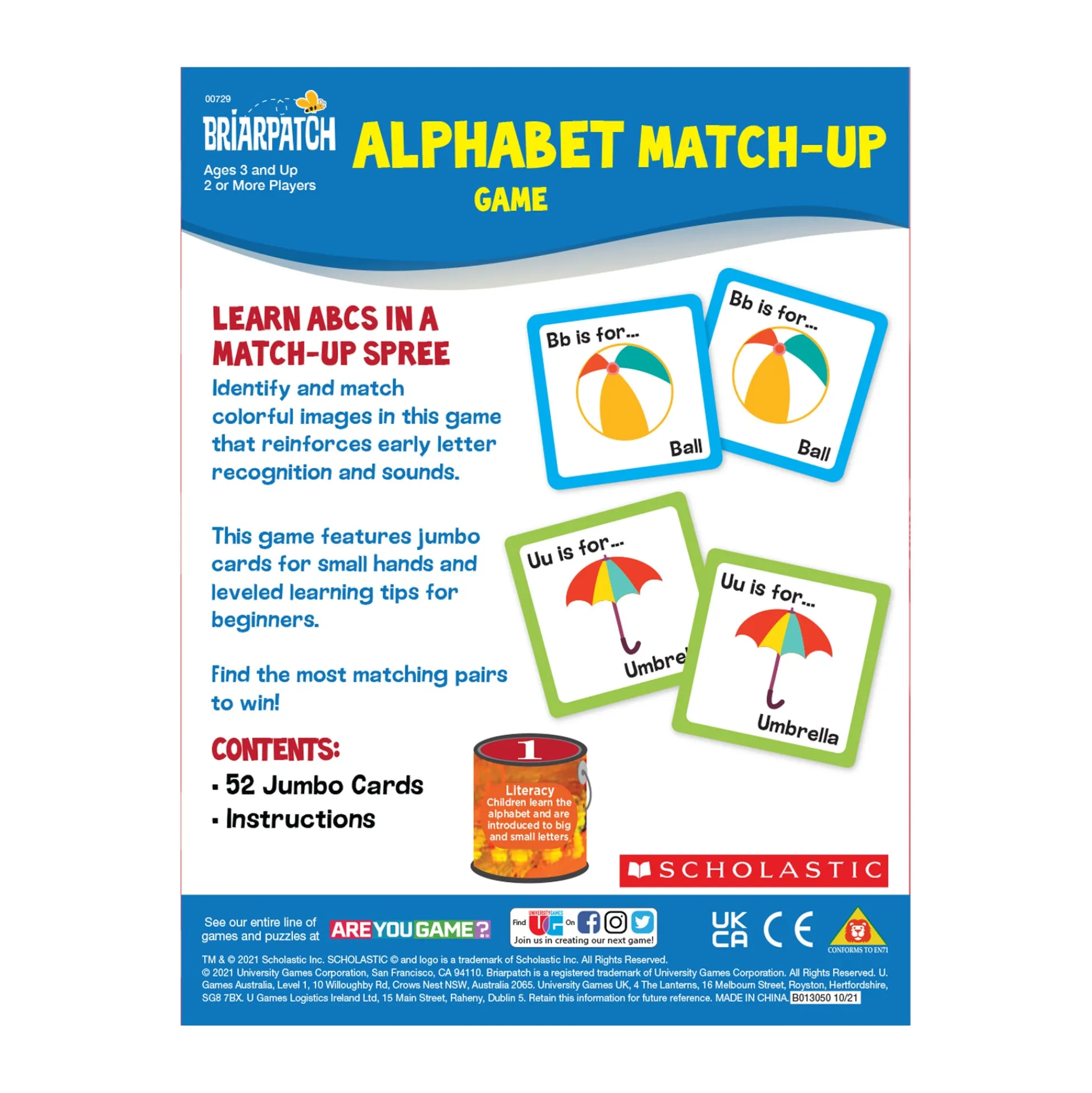 AreYouGame Scholastic Alphabet Match-Up Game - Early Literacy Booster* Preschool Education Toys & Activities