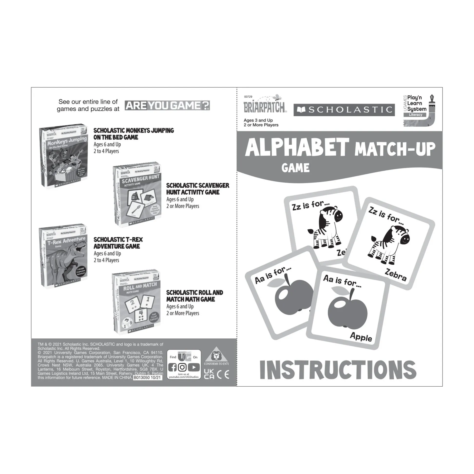 AreYouGame Scholastic Alphabet Match-Up Game - Early Literacy Booster* Preschool Education Toys & Activities