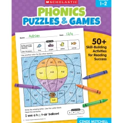Educators Resource Scholastic Phonics Puzzles & Games - Activity Book Grades 1-2* Puzzles|Coloring Books & Activity Books