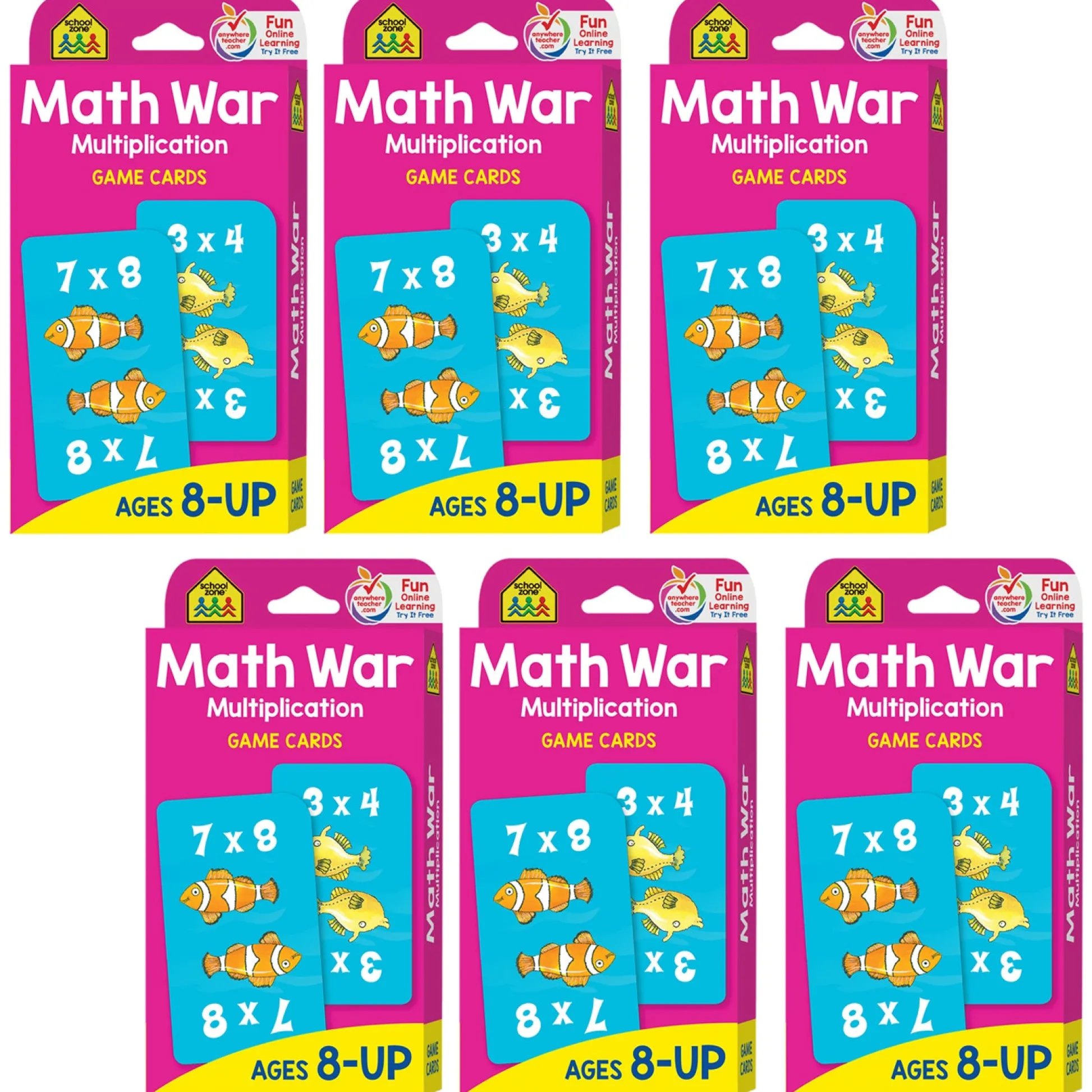 Educators Resource School Zone Math War Multiplication Game Cards - Underwater Adventure - 6 Sets* Math Toys|Math, Counting & Time