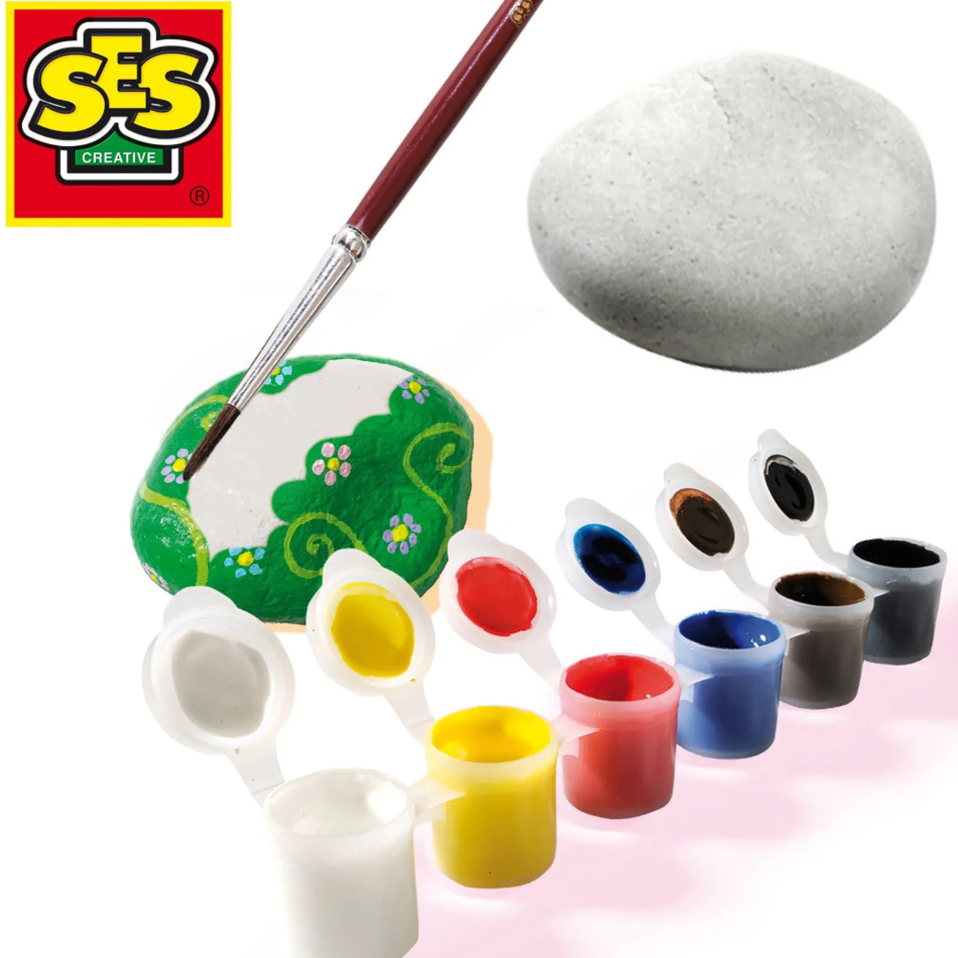 Flat River Group SES Creative Rock Art Painting Stones Kit - DIY Crafts Set for Kids* Drawing, Color & Painting
