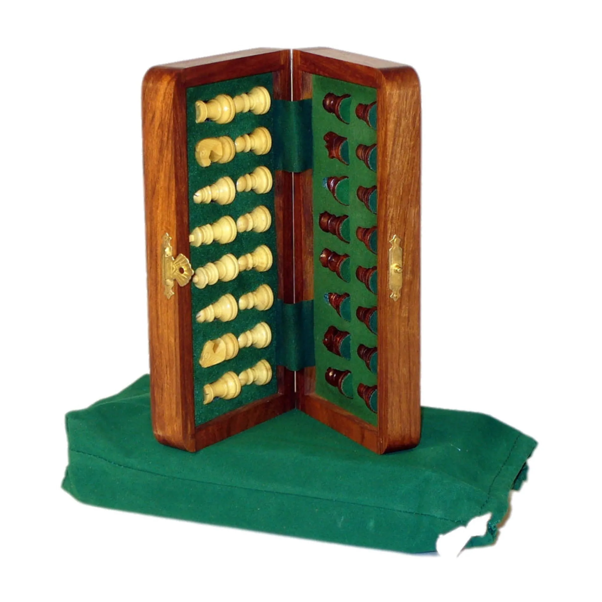 AreYouGame Sheesham & Maple Magnetic Folding Travel Chess Set, 7"x3.5"* Board Games|Role-Playing Games