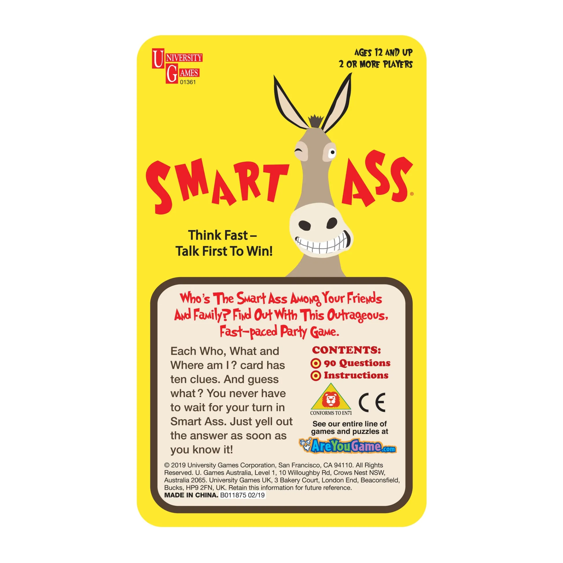 AreYouGame Smart Ass Quick-Fire Party Card Game and Booster Set* Card Games