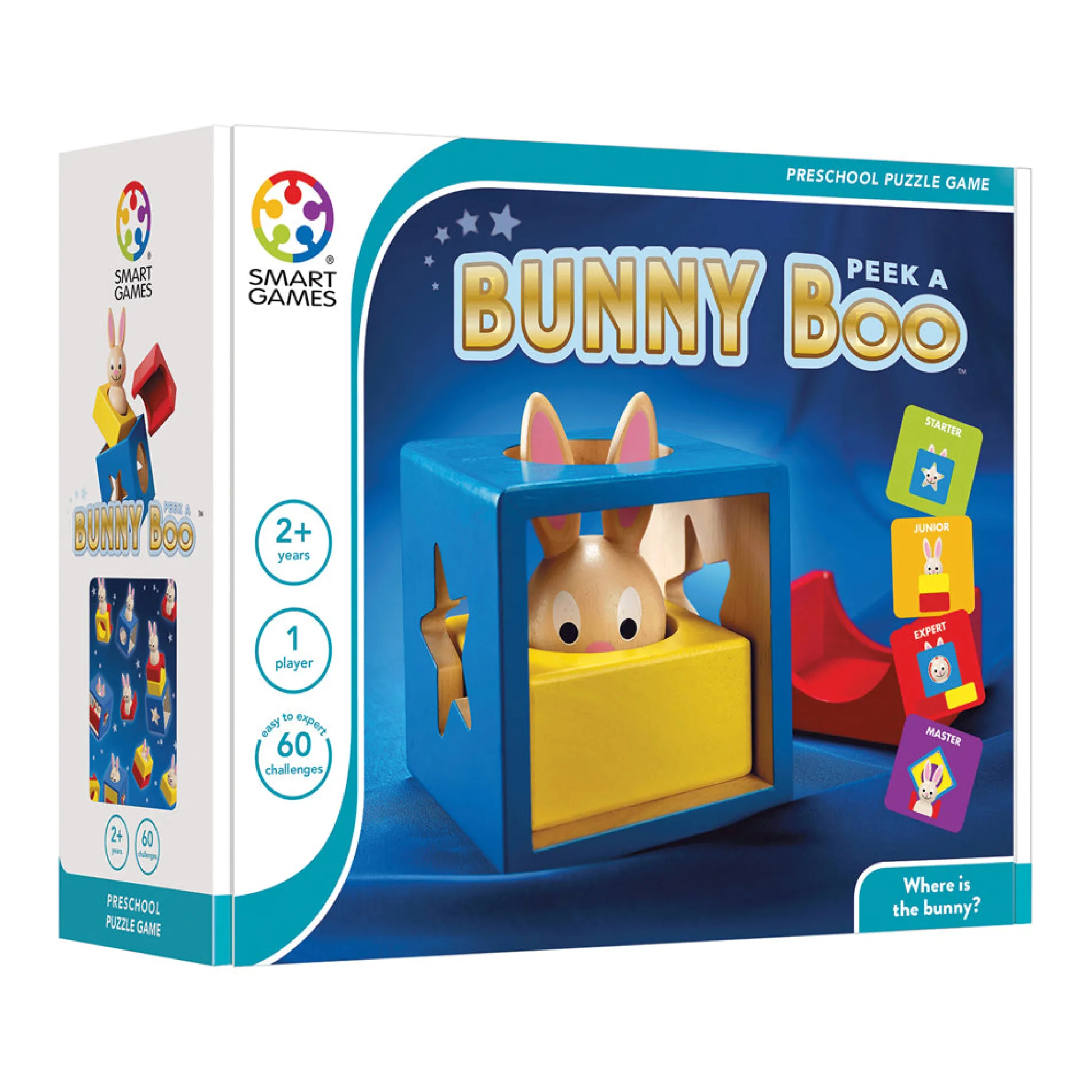 AreYouGame SmartGames Bunny Peek A Boo Wooden 3D Puzzle - 60 Challenges* Puzzles|Preschool Education Toys & Activities