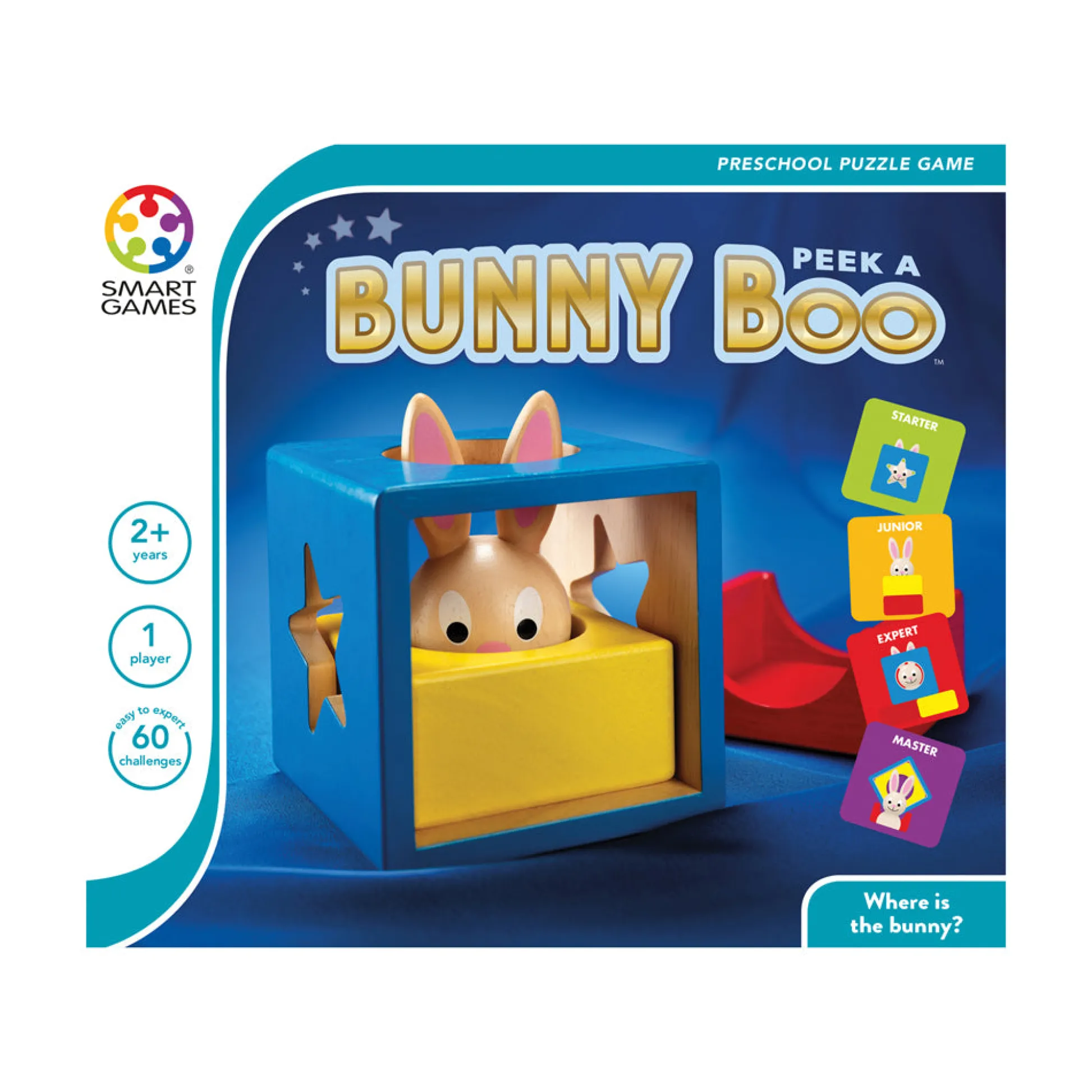 AreYouGame SmartGames Bunny Peek A Boo Wooden 3D Puzzle - 60 Challenges* Puzzles|Preschool Education Toys & Activities
