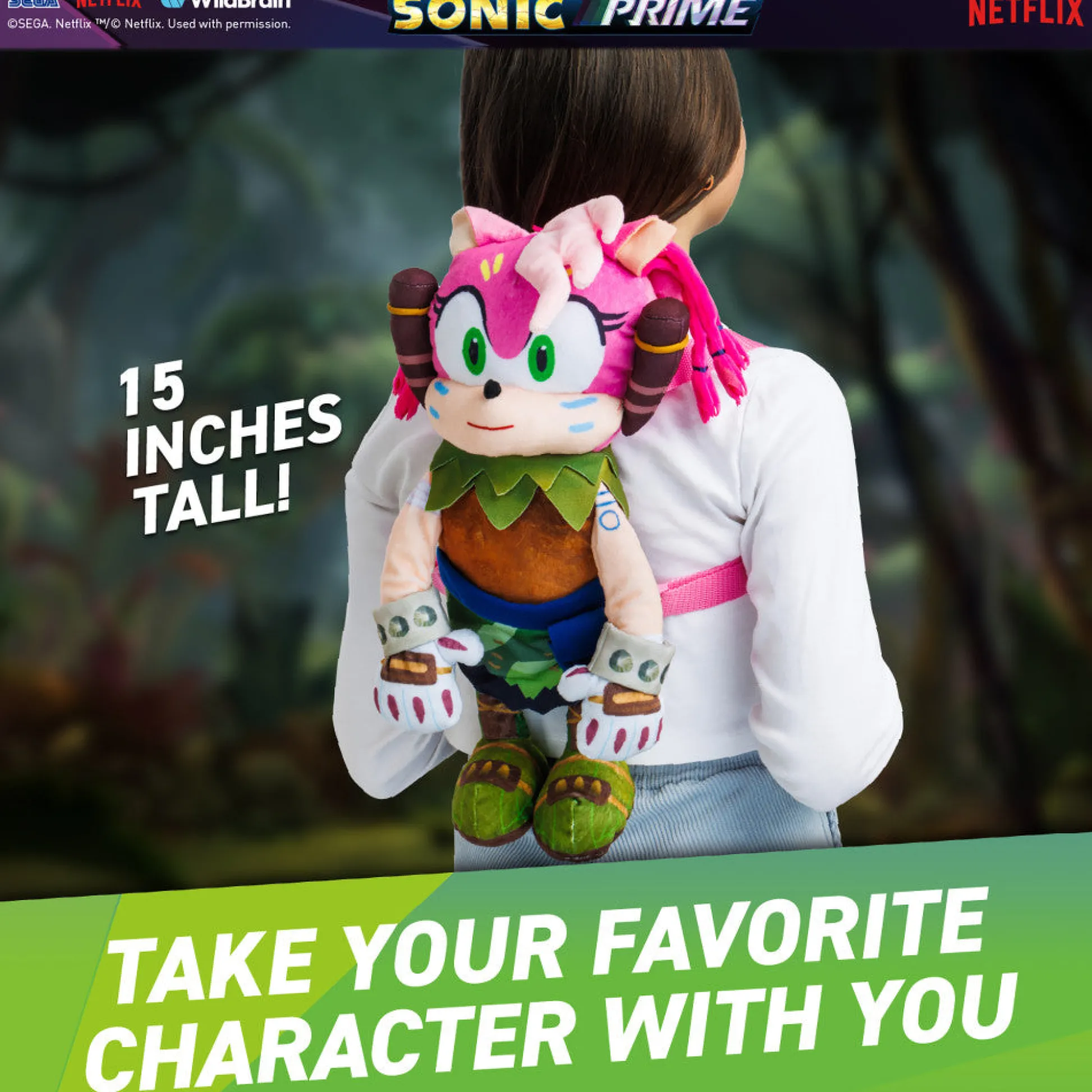Flat River Group Sonic Prime Thorn Rose 15" Plush Backpack - Vibrant School Gear for Kids 3+* Stuffed Animals|Stuffed Animals & Plush Toys