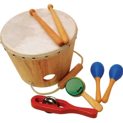 Educators Resource Sounds Like Fun! Wooden Shake Rattle and Drum Set* Preschool Education Toys & Activities